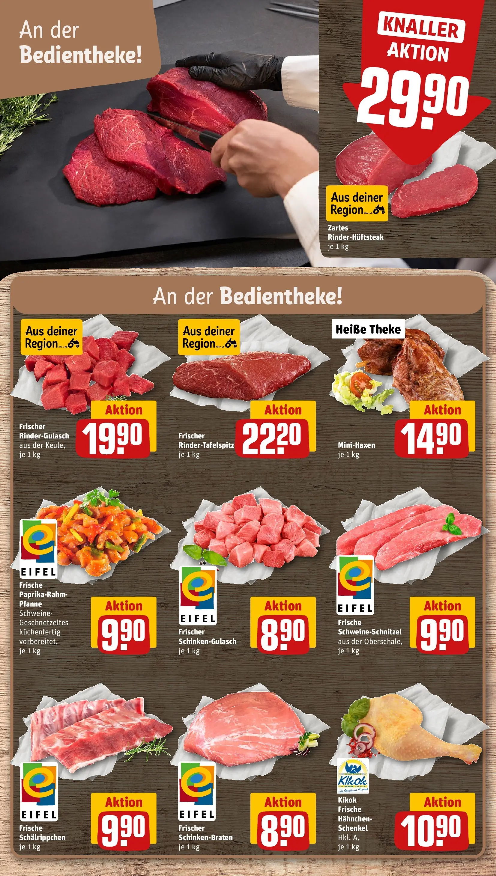 REWE Prospekt ab 26.05.2026 zum Blättern » Angebote | Seite: 8 | Produkte: Rindergulasch, Hahnchen, Theke, Spare ribs