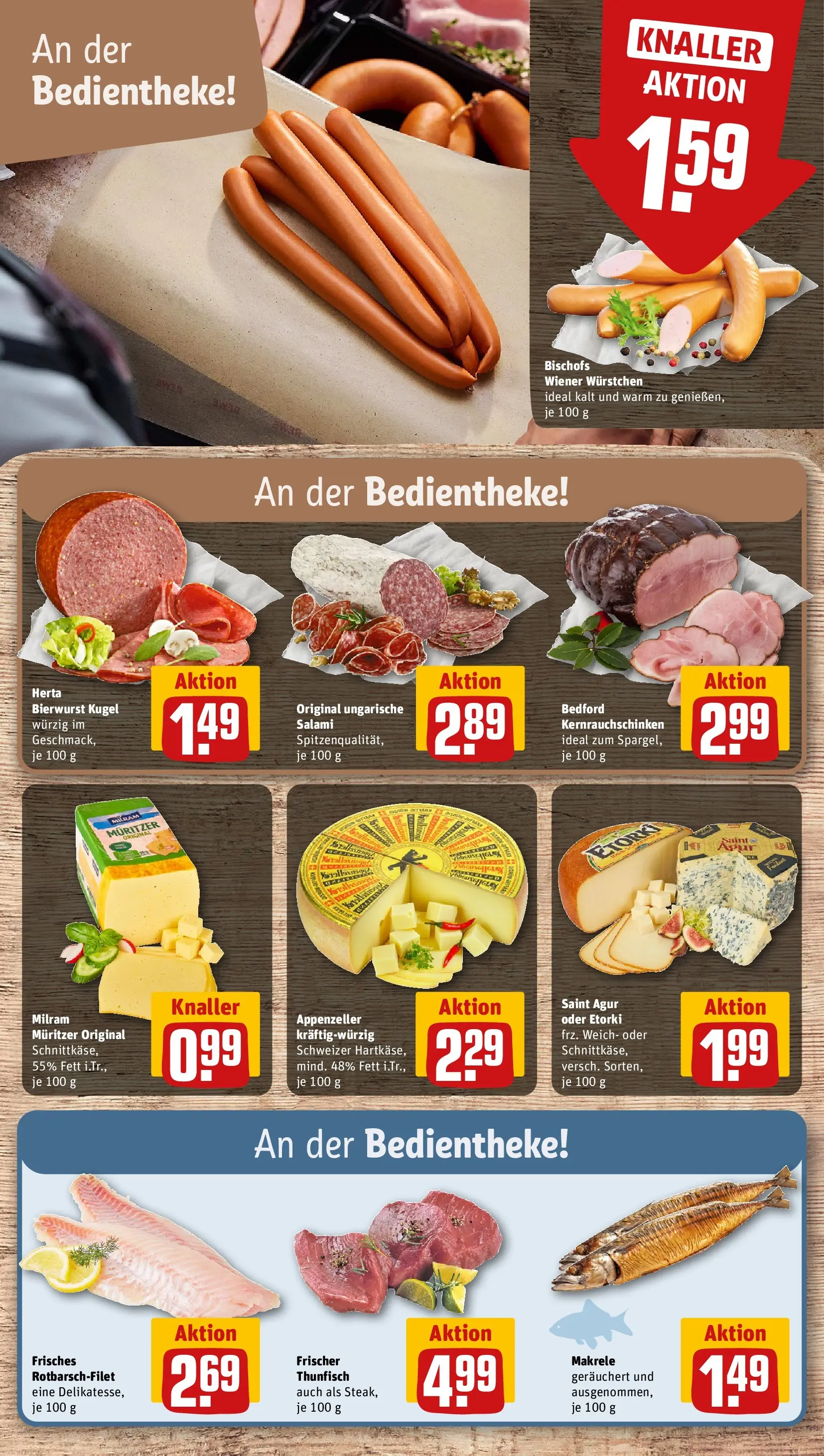 REWE Prospekt ab 26.05.2026 zum Blättern » Angebote | Seite: 9 | Produkte: Wiener wurstchen, Thunfisch, Milram, Salami