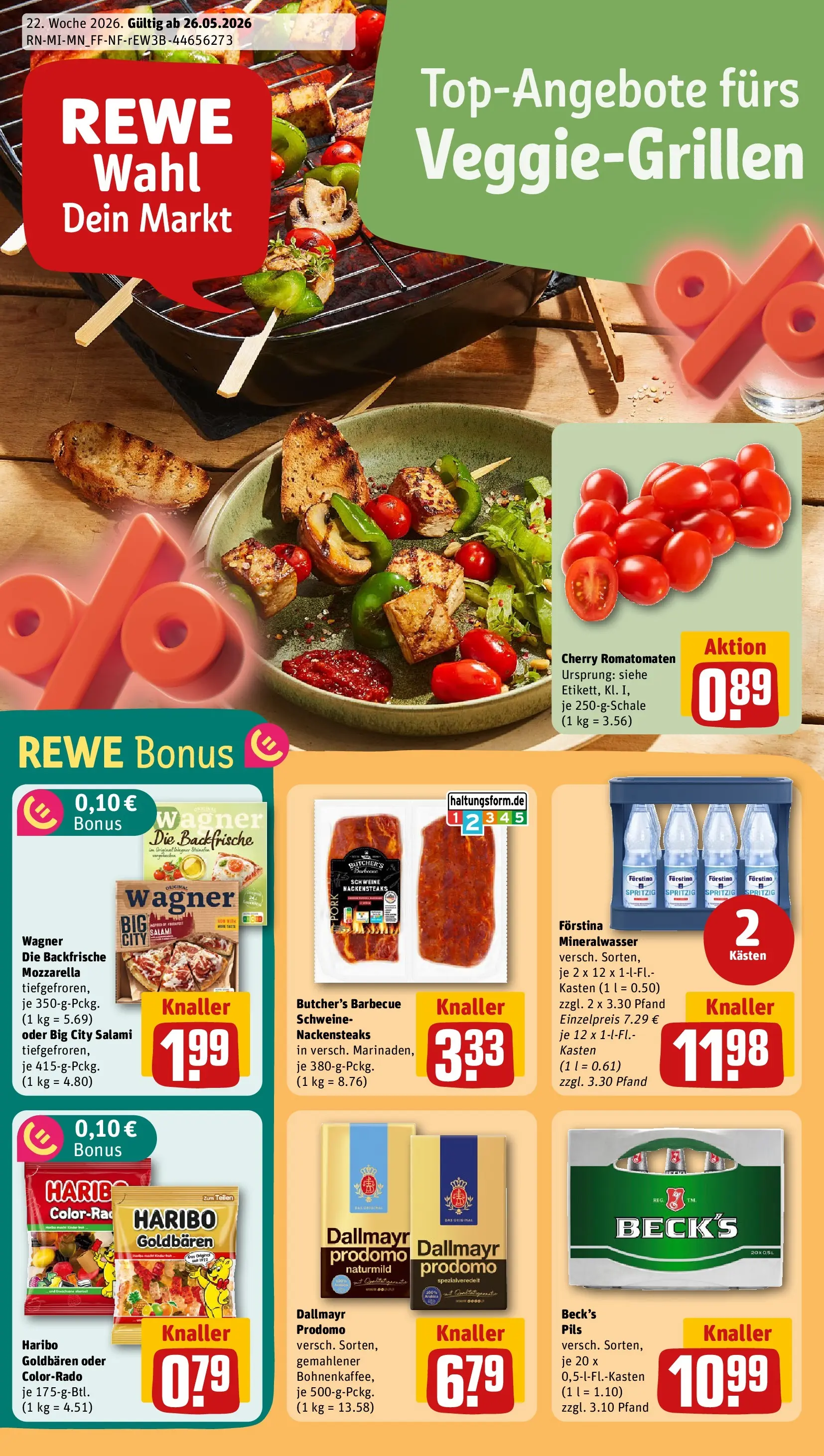 REWE Prospekt ab 26.05.2026 zum Blättern » Angebote | Seite: 1 | Produkte: Haribo, Mozzarella, Dallmayr, Pizza