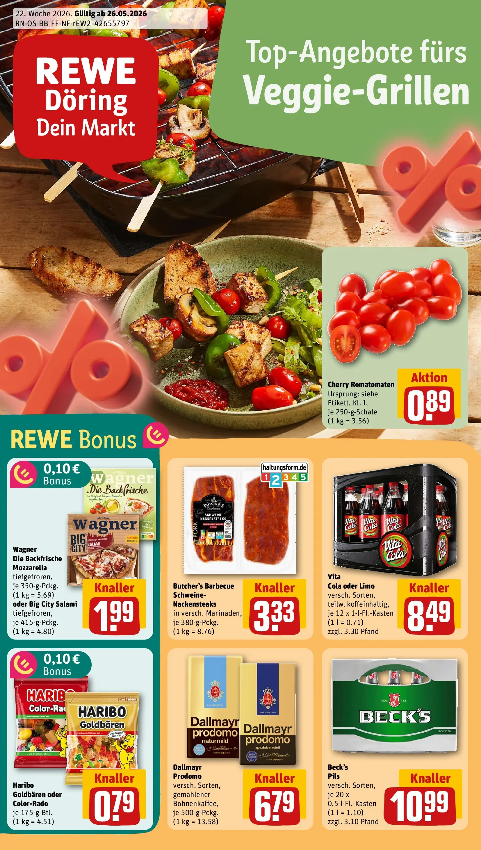 REWE Prospekt ab 26.05.2026 zum Blättern » Angebote | Seite: 1 | Produkte: Haribo, Vita cola, Salami, Pizza