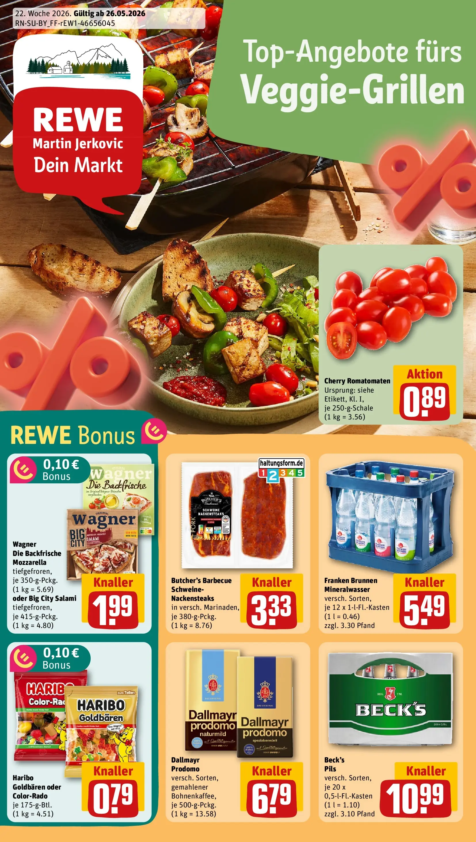 REWE Prospekt ab 26.05.2026 zum Blättern » Angebote | Seite: 1 | Produkte: Haribo, Dallmayr, Pizza, Dallmayr prodomo