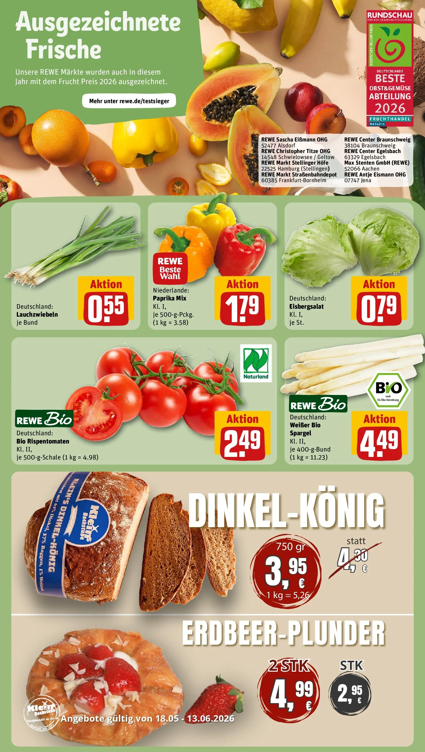 REWE Prospekt ab 26.05.2026 zum Blättern » Angebote | Seite: 7 | Produkte: Eisbergsalat, Spargel, Gemüse, Paprika