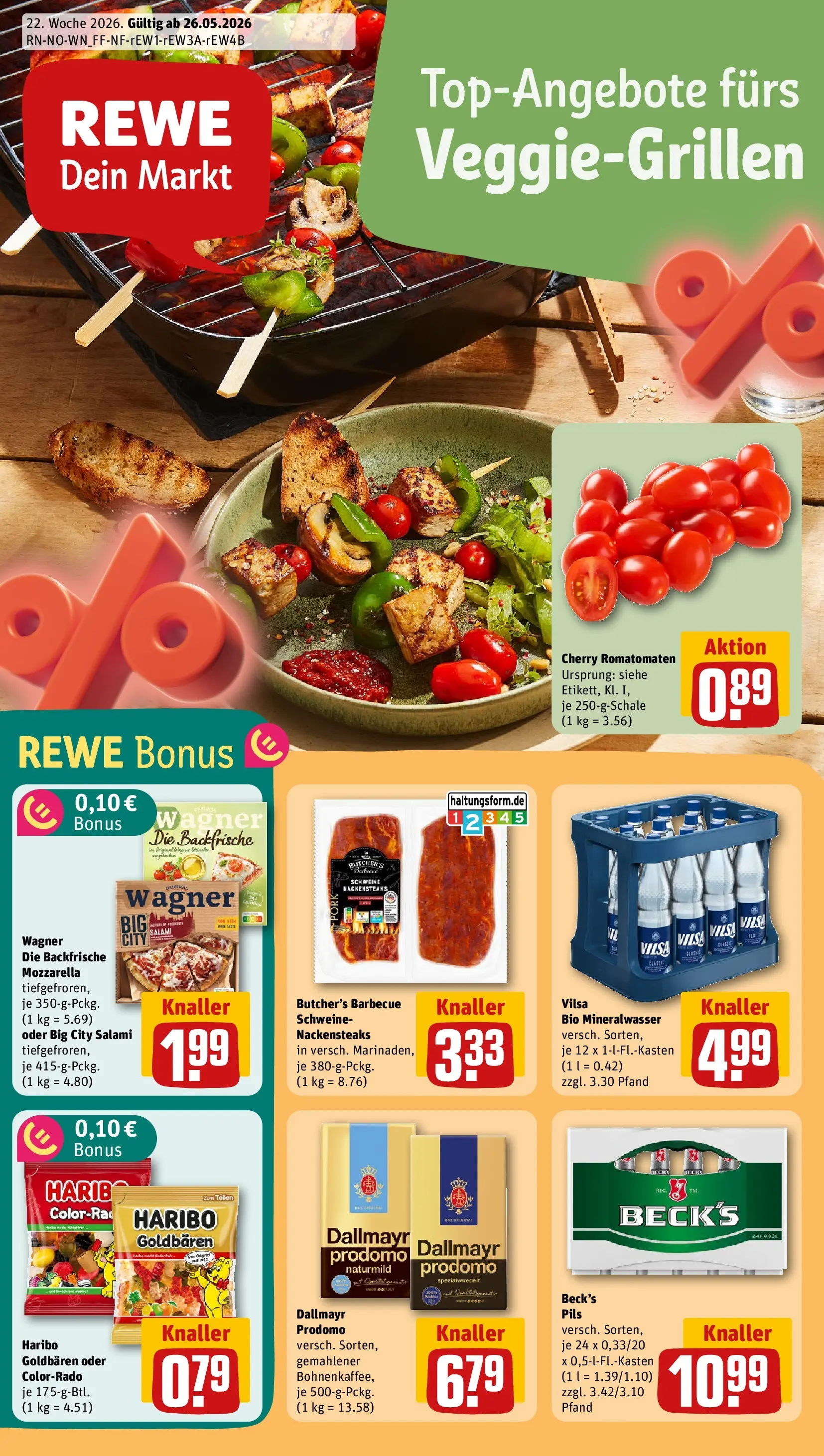 REWE Prospekt ab 26.05.2026 zum Blättern » Angebote | Seite: 1 | Produkte: Pils, Dallmayr, Pizza, Dallmayr prodomo