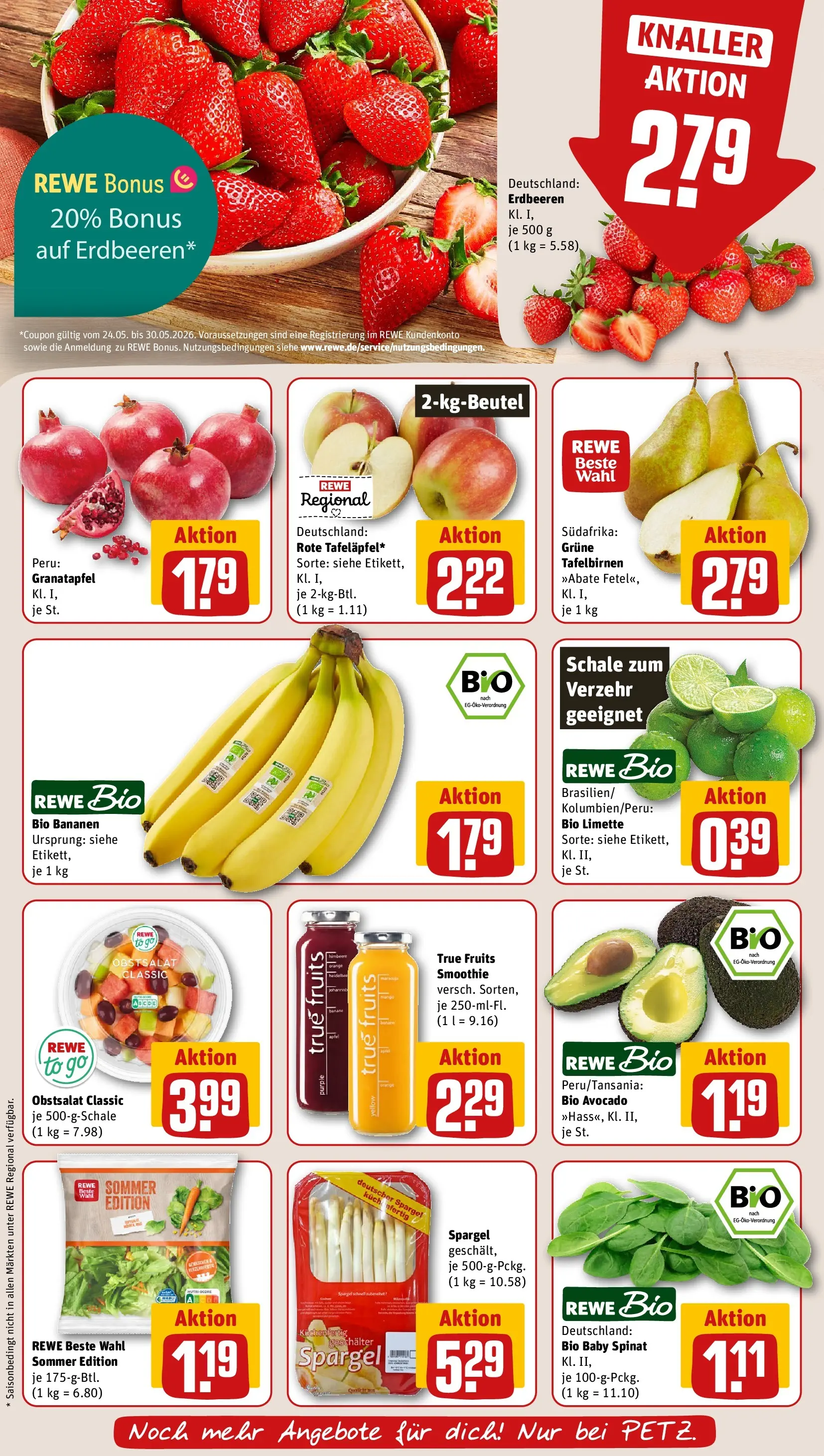 REWE Prospekt ab 26.05.2026 zum Blättern » Angebote | Seite: 6 | Produkte: Granatapfel, Bananen, Spargel, Avocado