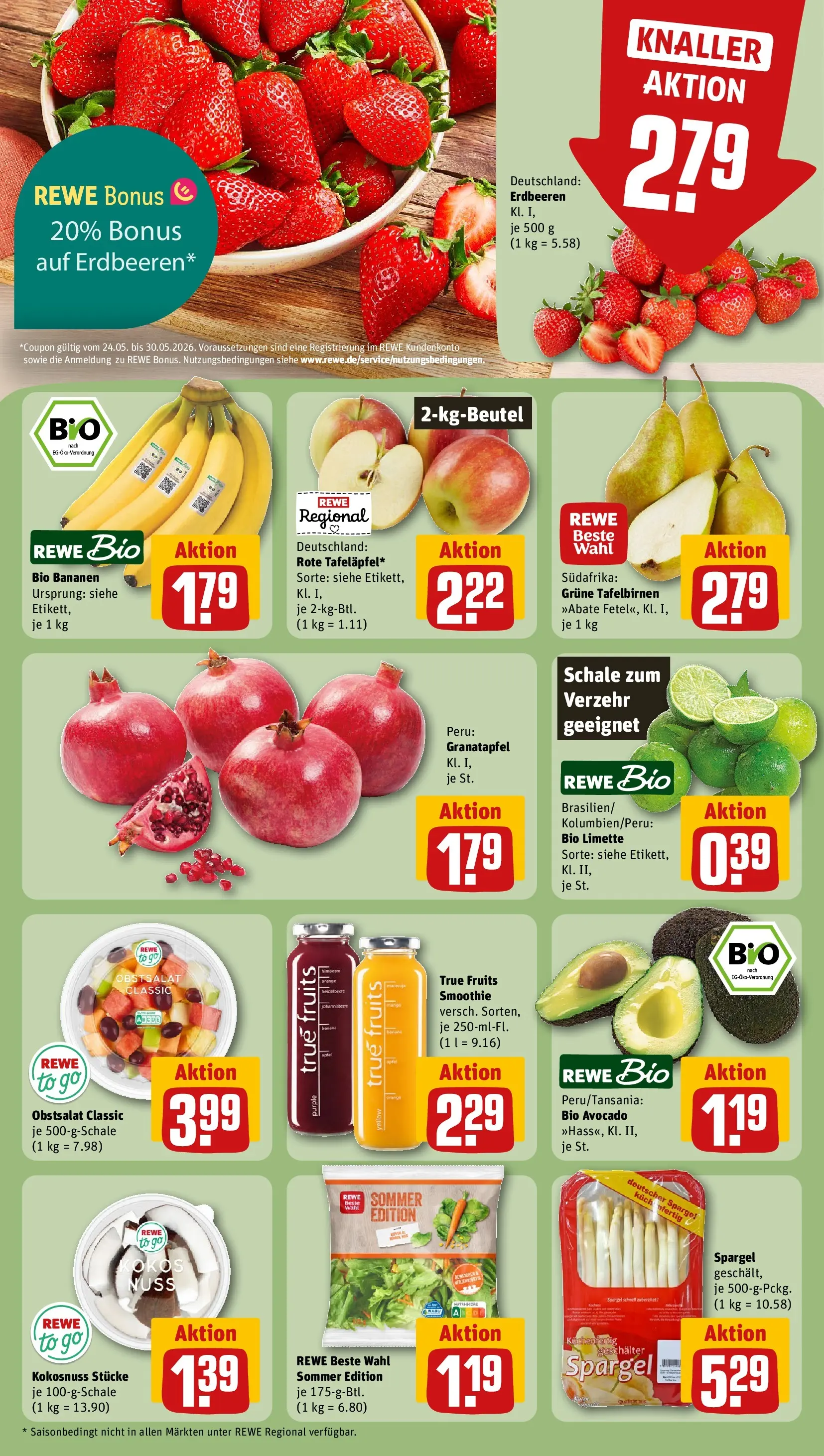 REWE Prospekt ab 26.05.2026 zum Blättern » Angebote | Seite: 6 | Produkte: Granatapfel, Avocado, Limette, Erdbeeren