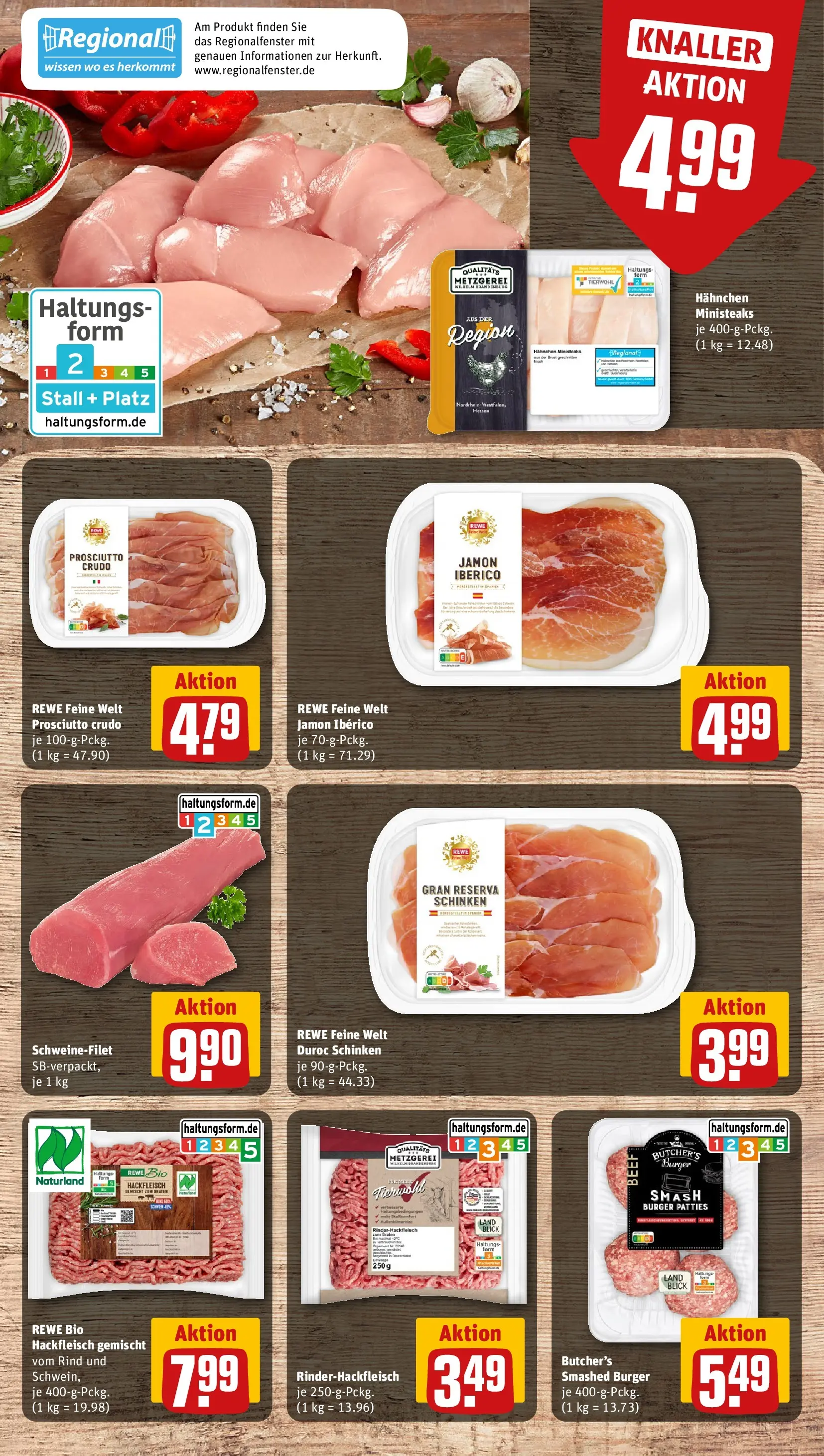REWE Prospekt ab 26.05.2026 zum Blättern » Angebote | Seite: 8 | Produkte: Burger, Schweinefilet, Schinken, Hackfleisch