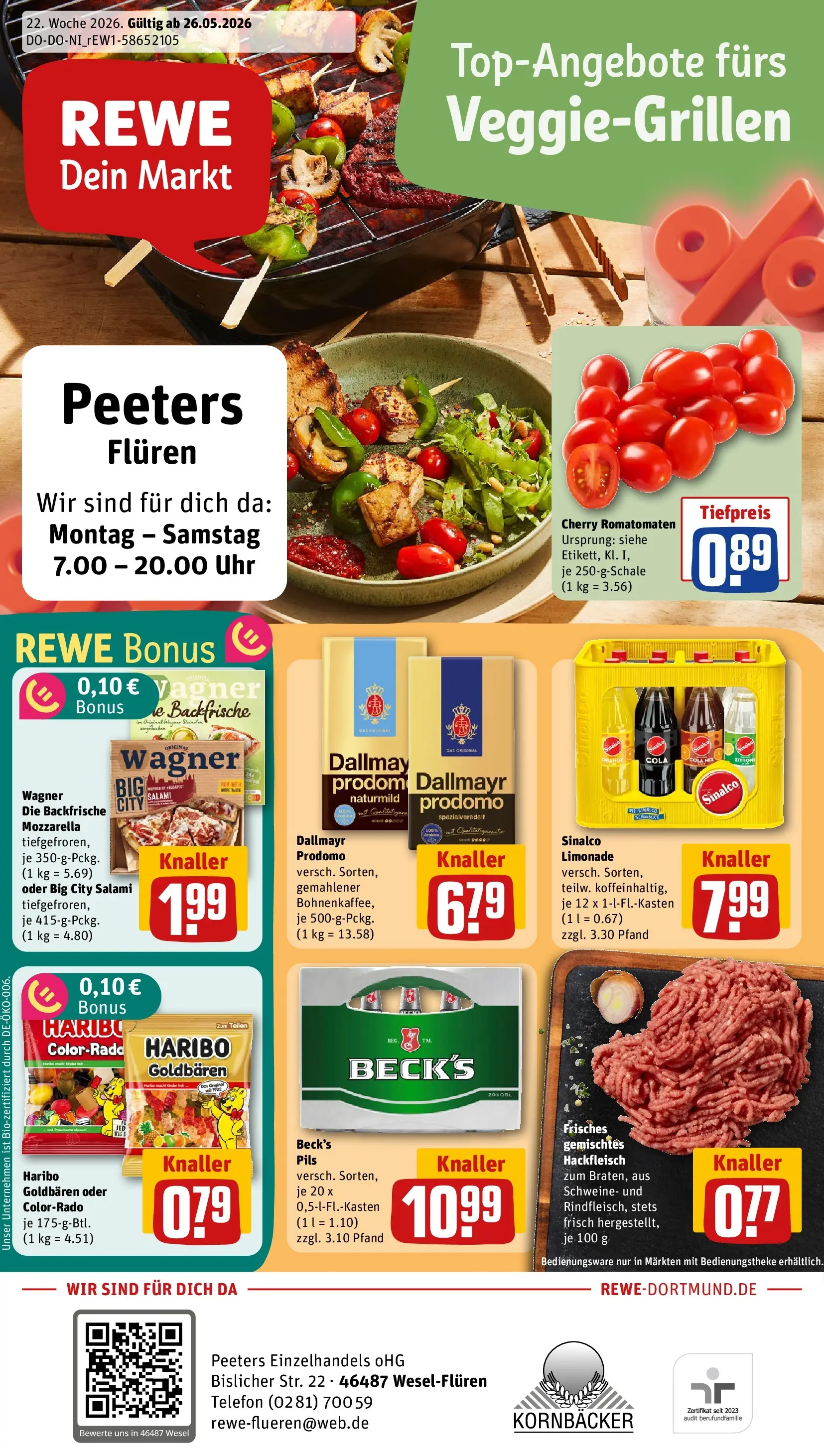 REWE Prospekt ab 26.05.2026 zum Blättern » Angebote | Seite: 1 | Produkte: Cola, Pils, Dallmayr, Salami