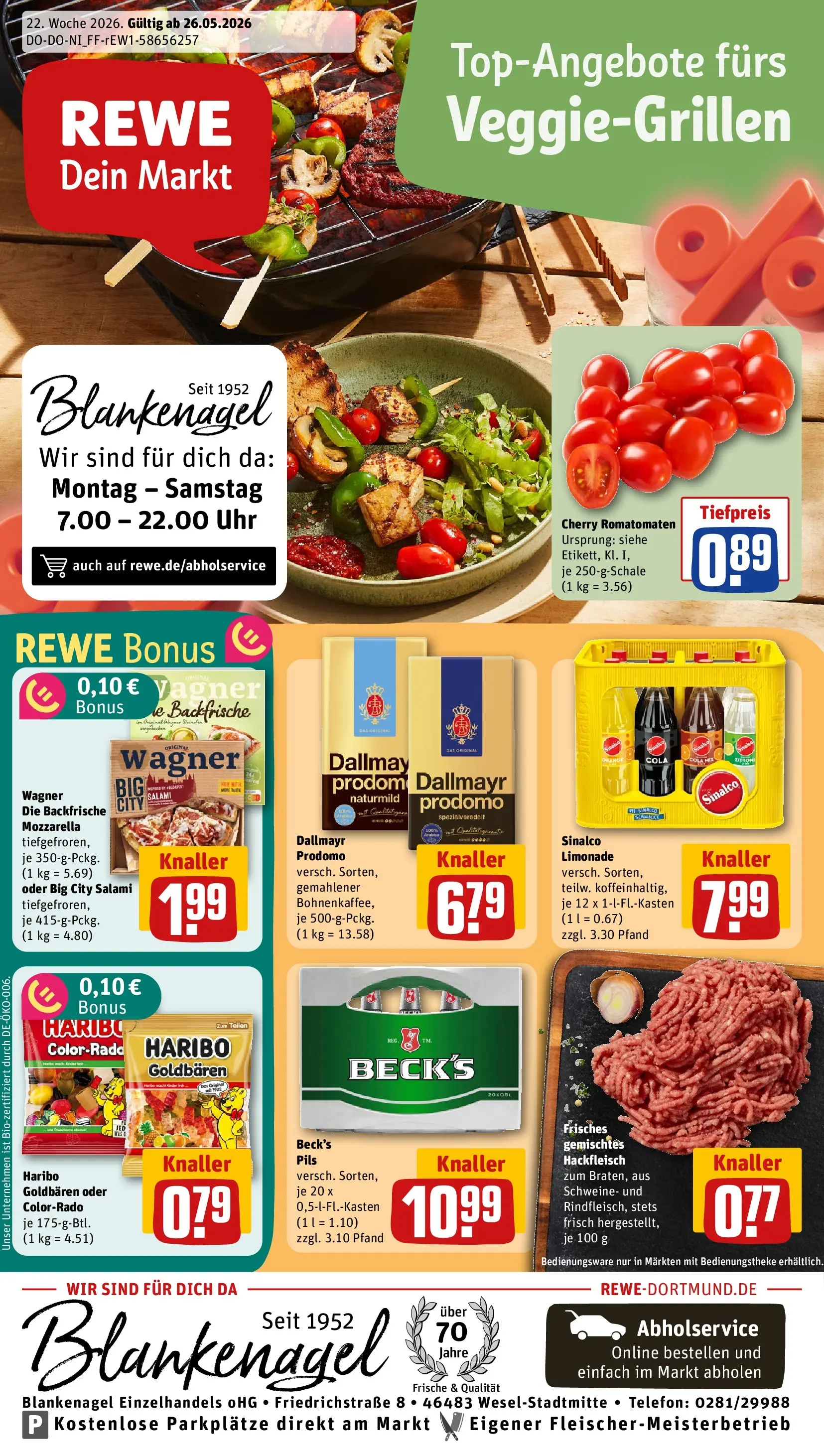 REWE Prospekt ab 26.05.2026 zum Blättern » Angebote | Seite: 1 | Produkte: Haribo, Mozzarella, Limonade, Uhr