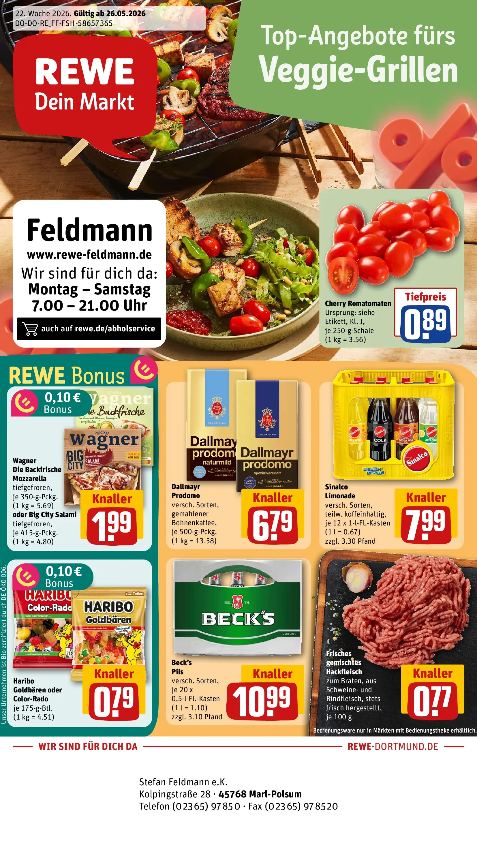 REWE Prospekt ab 26.05.2026 zum Blättern » Angebote | Seite: 1 | Produkte: Sinalco, Cola, Dallmayr, Dallmayr prodomo