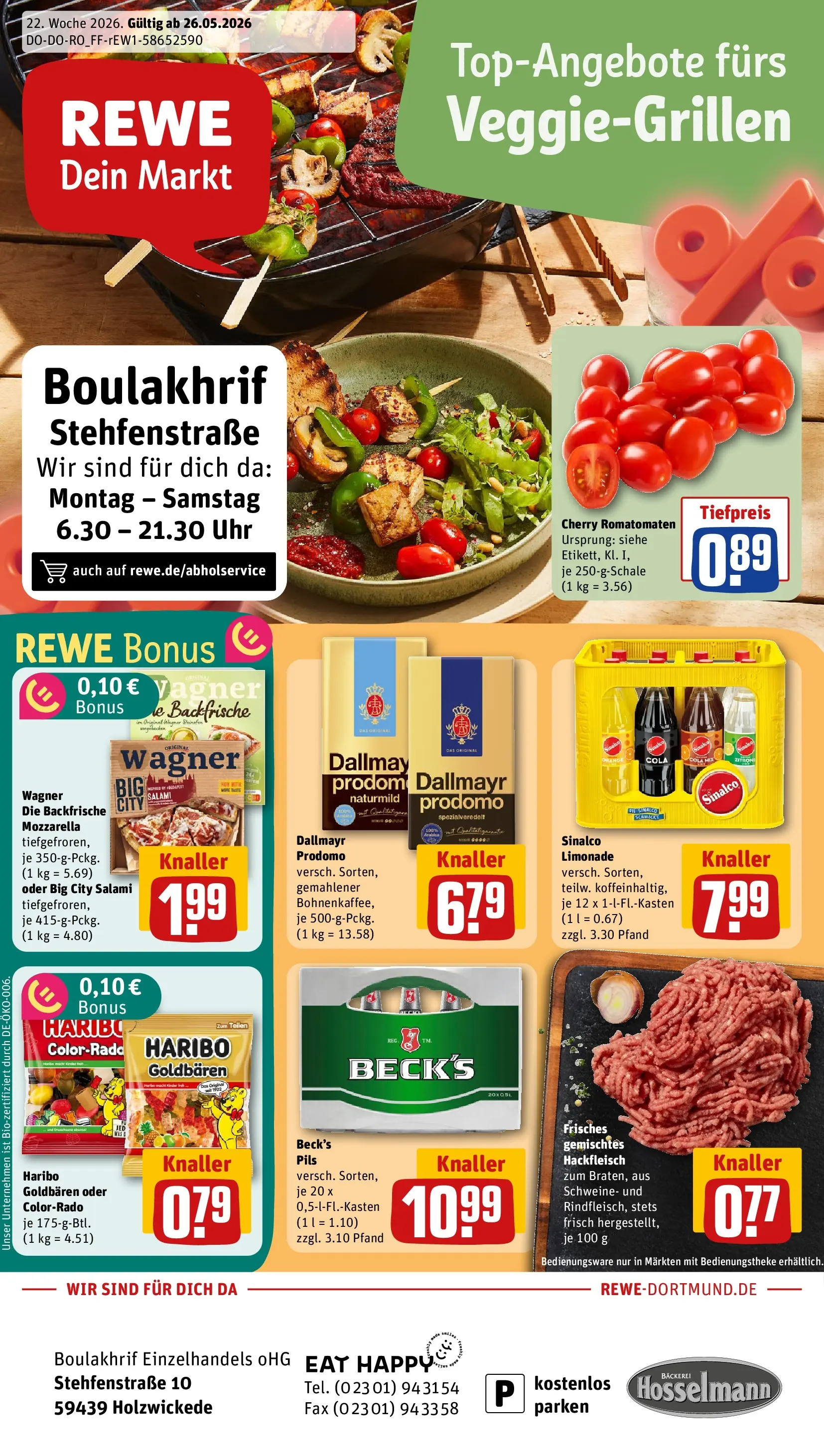 REWE Prospekt ab 26.05.2026 zum Blättern » Angebote | Seite: 1 | Produkte: Cola, Limonade, Salami, Dallmayr prodomo