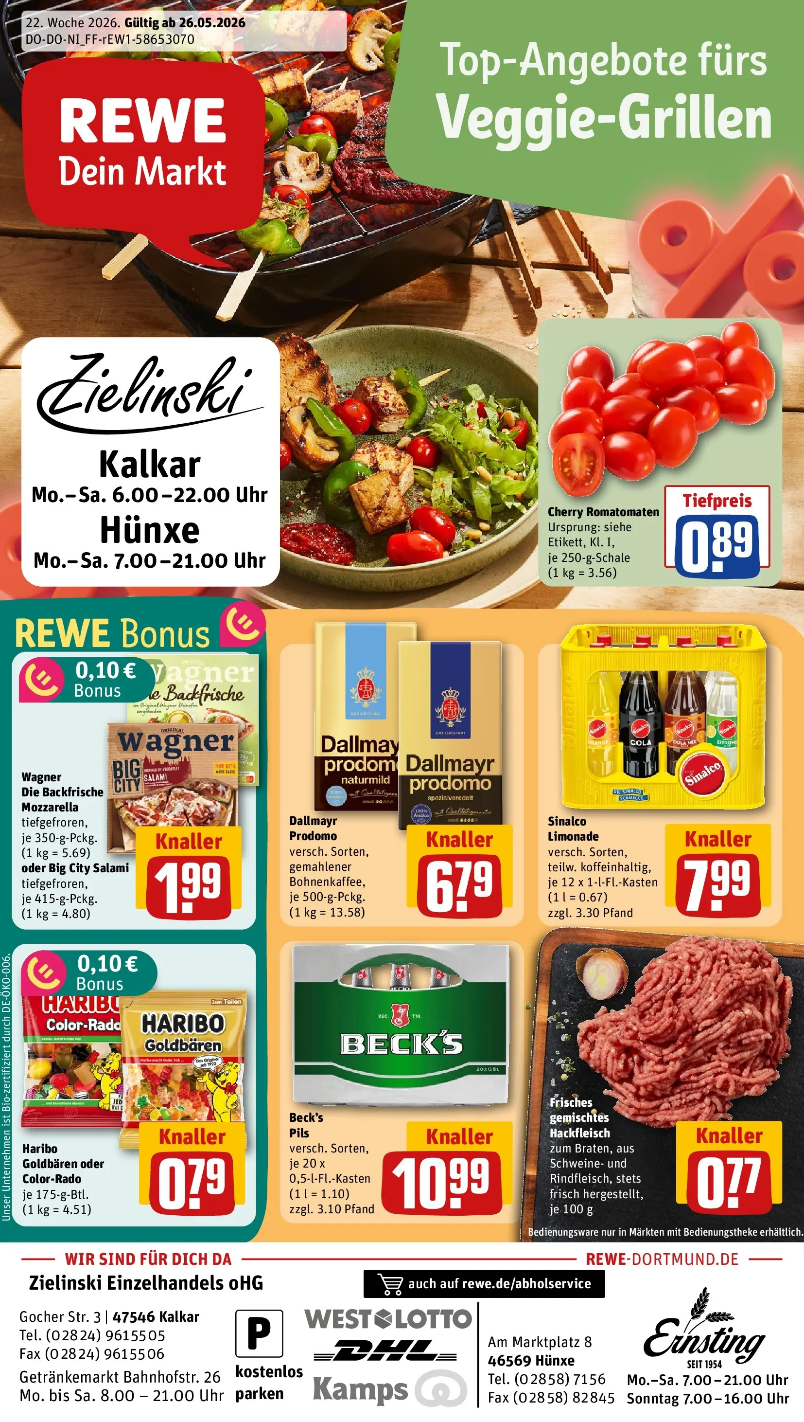 REWE Prospekt ab 26.05.2026 zum Blättern » Angebote | Seite: 1 | Produkte: Pils, Dallmayr, Salami, Pizza