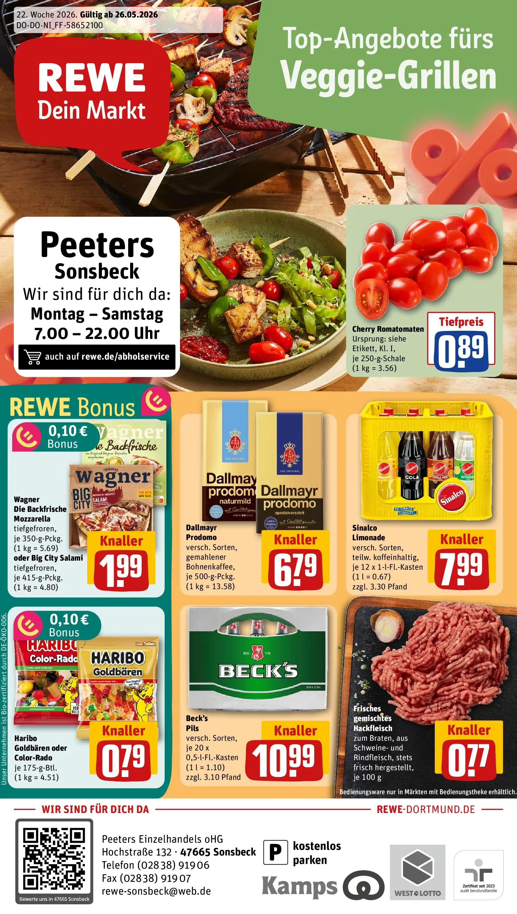REWE Prospekt ab 26.05.2026 zum Blättern » Angebote | Seite: 1 | Produkte: Sinalco, Pils, Limonade, Uhr