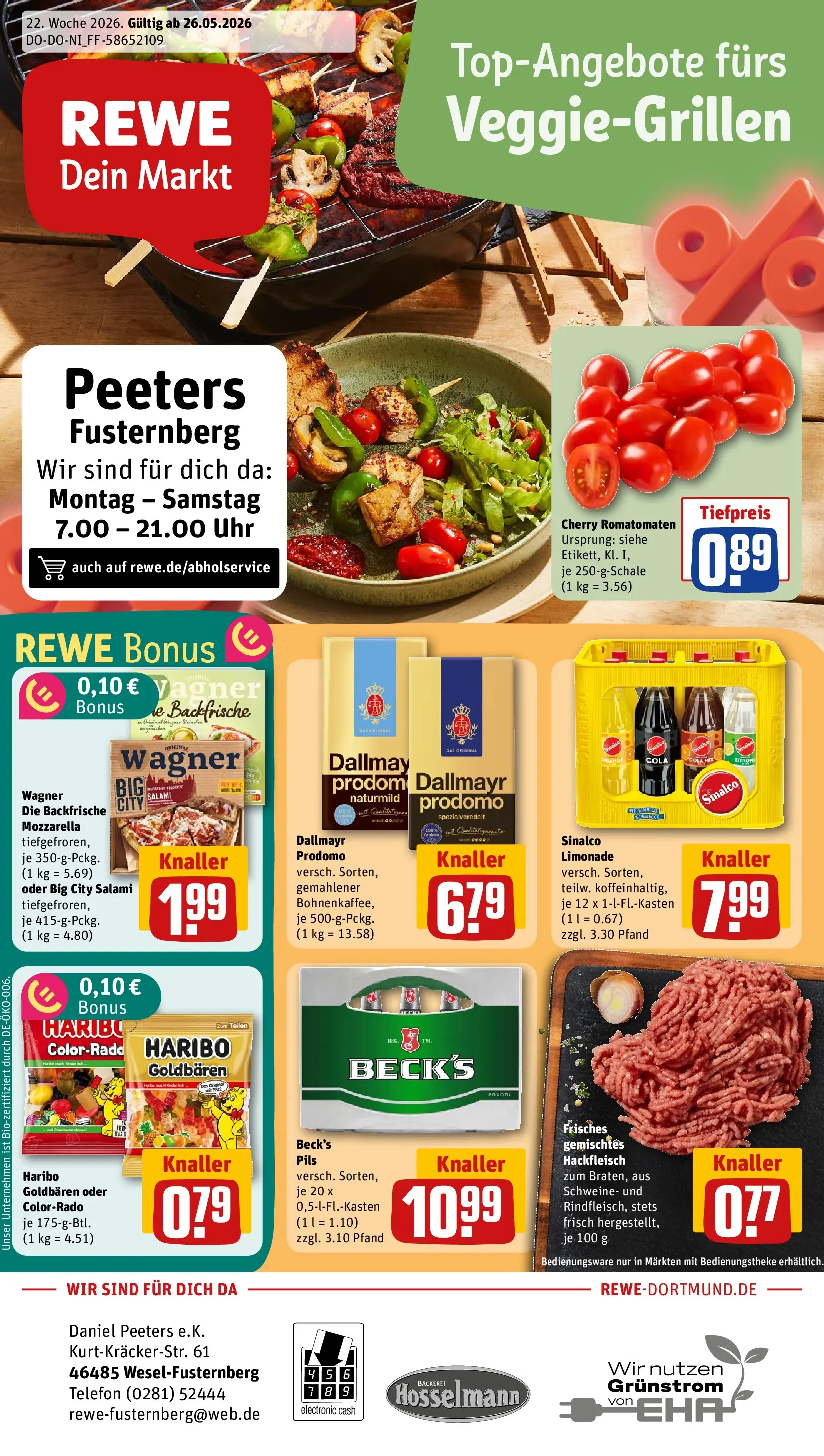 REWE Prospekt ab 26.05.2026 zum Blättern » Angebote | Seite: 1 | Produkte: Sinalco, Dallmayr, Salami, Uhr