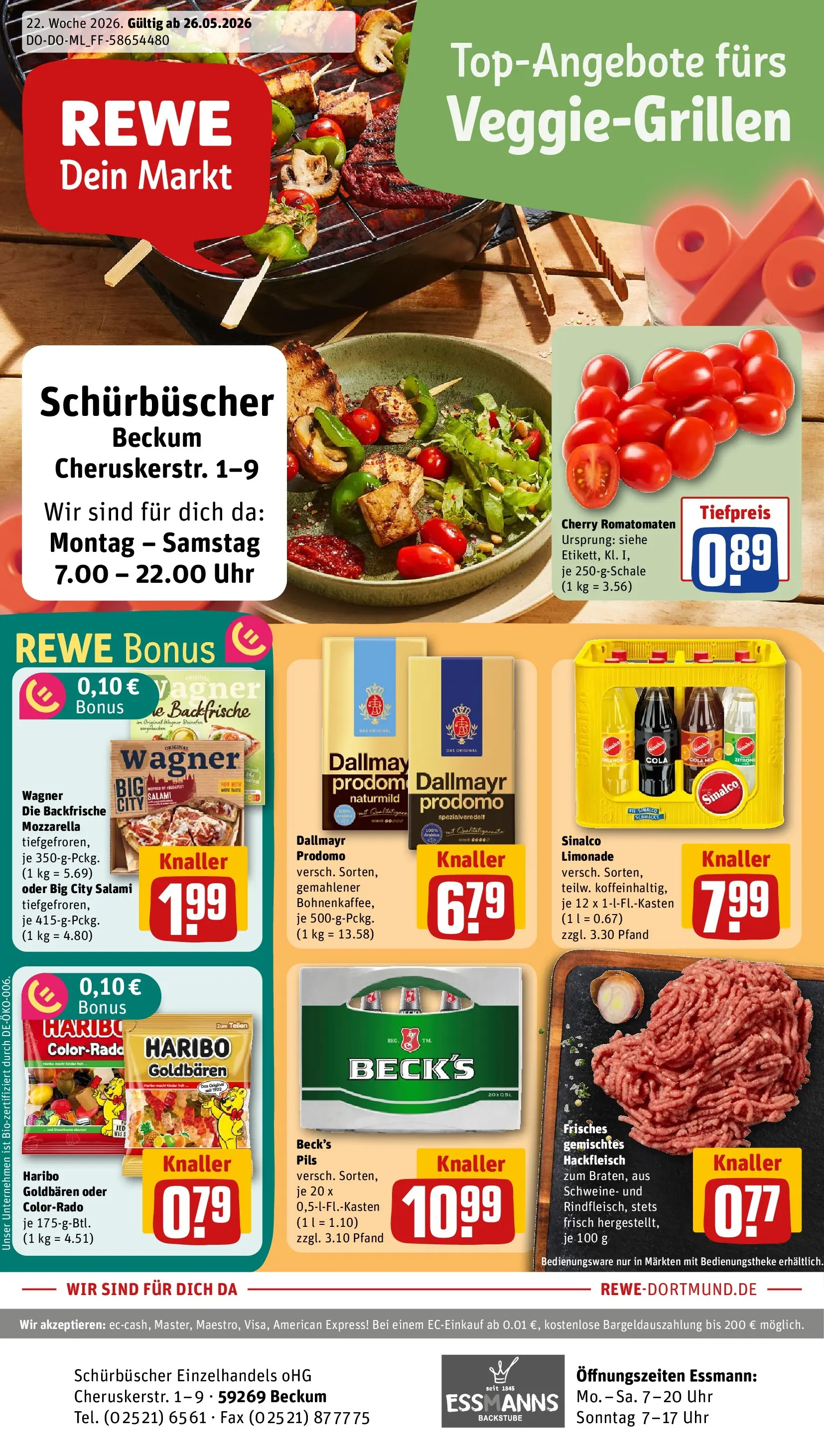 REWE Prospekt ab 26.05.2026 zum Blättern » Angebote | Seite: 1 | Produkte: Mozzarella, Limonade, Uhr, Hackfleisch