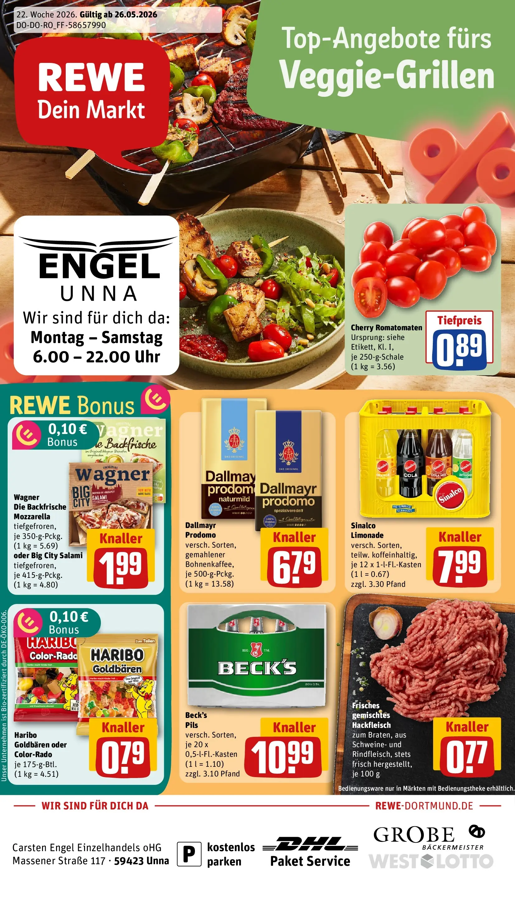 REWE Prospekt ab 26.05.2026 zum Blättern » Angebote | Seite: 1 | Produkte: Mozzarella, Pils, Dallmayr, Pizza