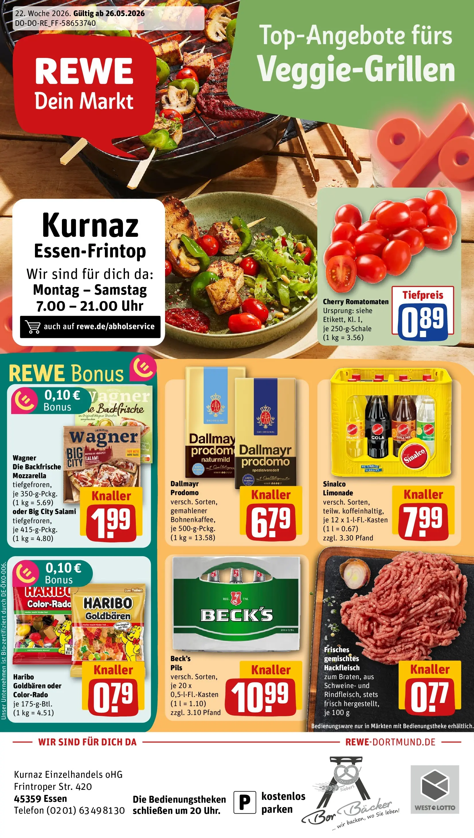 REWE Prospekt ab 26.05.2026 zum Blättern » Angebote | Seite: 1 | Produkte: Sinalco, Salami, Telefon, Hackfleisch