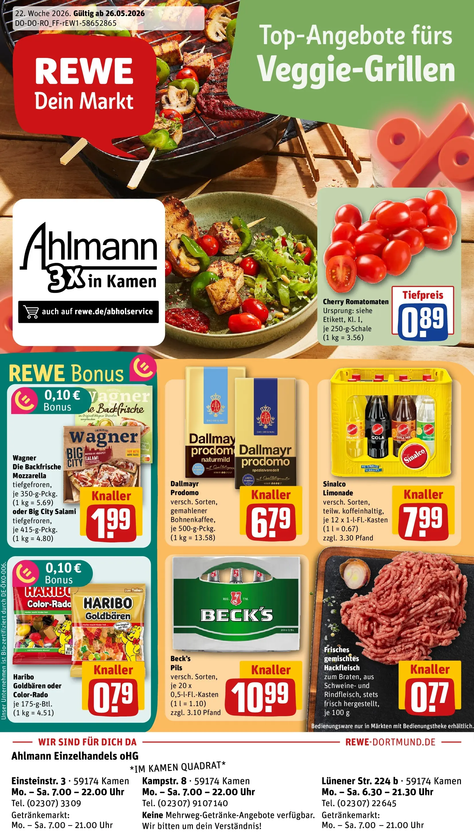 REWE Prospekt ab 26.05.2026 zum Blättern » Angebote | Seite: 1 | Produkte: Limonade, Salami, Dallmayr prodomo, Uhr