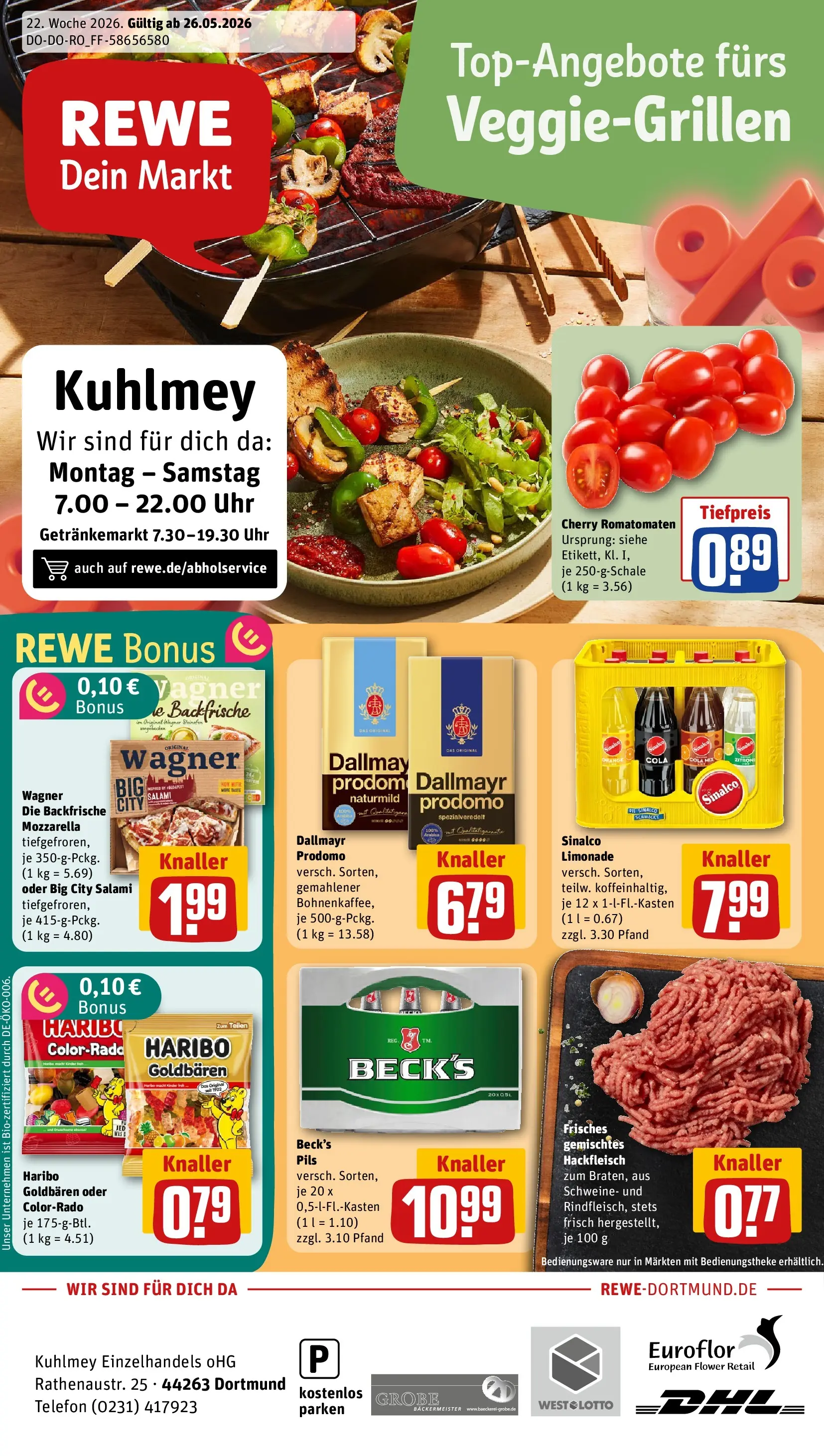 REWE Prospekt ab 26.05.2026 zum Blättern » Angebote | Seite: 1 | Produkte: Pils, Telefon, Uhr, Hackfleisch