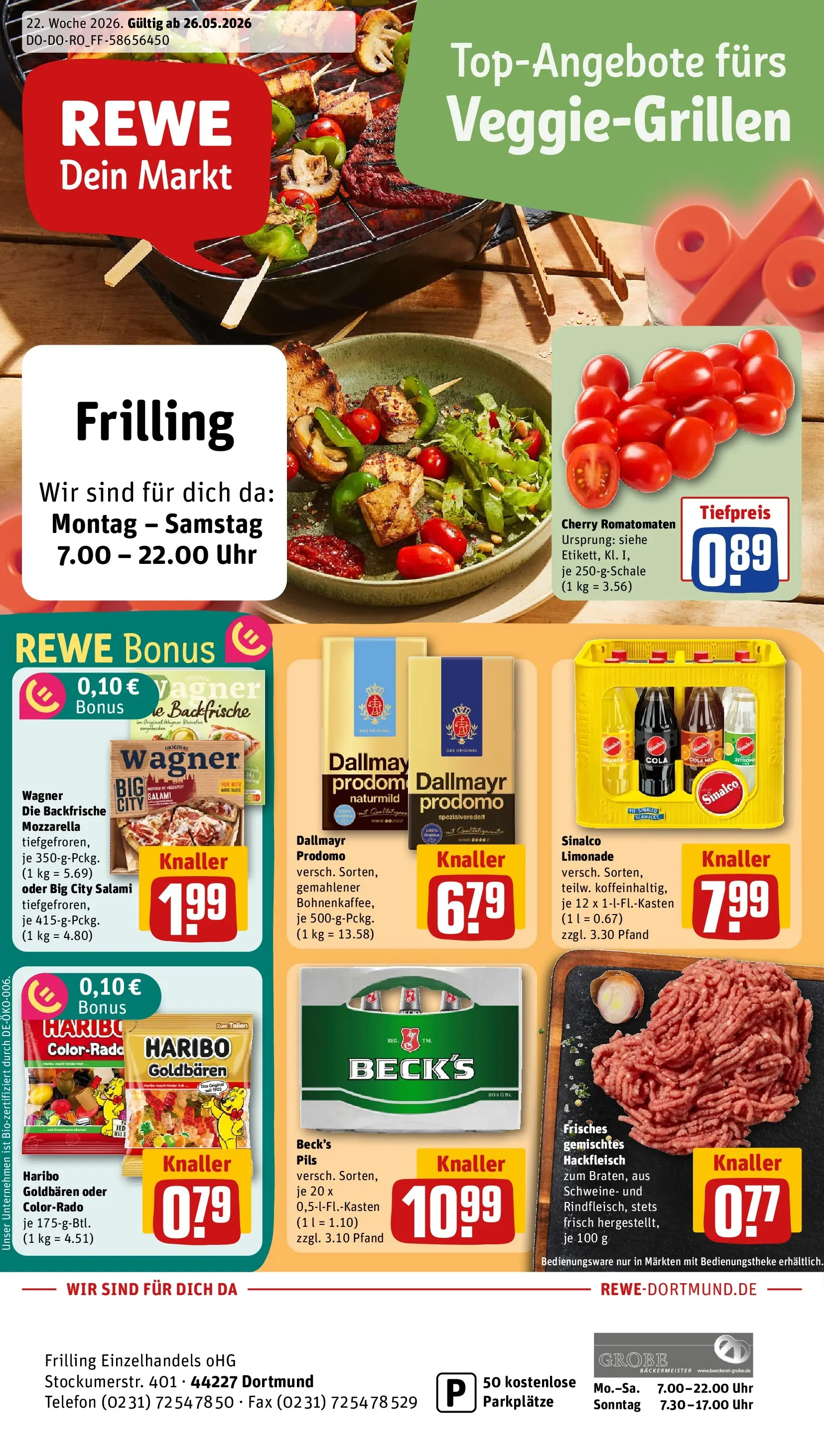 REWE Prospekt ab 26.05.2026 zum Blättern » Angebote | Seite: 1 | Produkte: Dallmayr, Dallmayr prodomo, Telefon, Uhr
