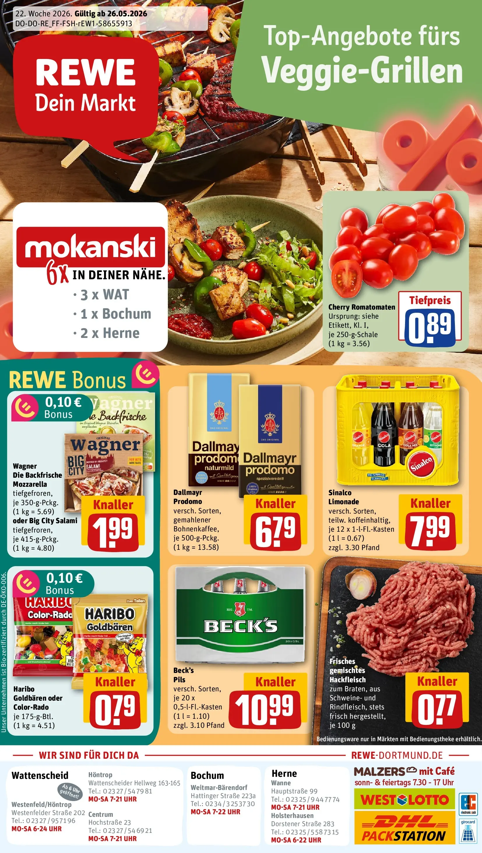 REWE Prospekt ab 26.05.2026 zum Blättern » Angebote | Seite: 1 | Produkte: Haribo, Limonade, Pizza, Dallmayr prodomo