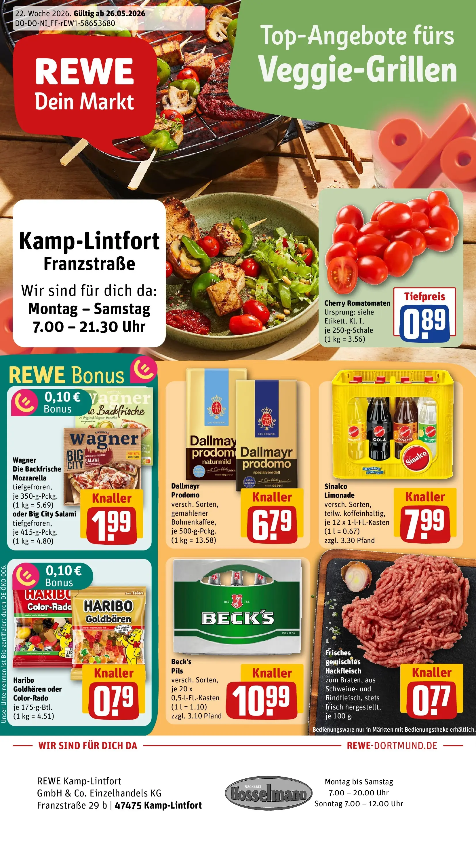 REWE Prospekt ab 26.05.2026 zum Blättern » Angebote | Seite: 1 | Produkte: Haribo, Cola, Dallmayr, Uhr