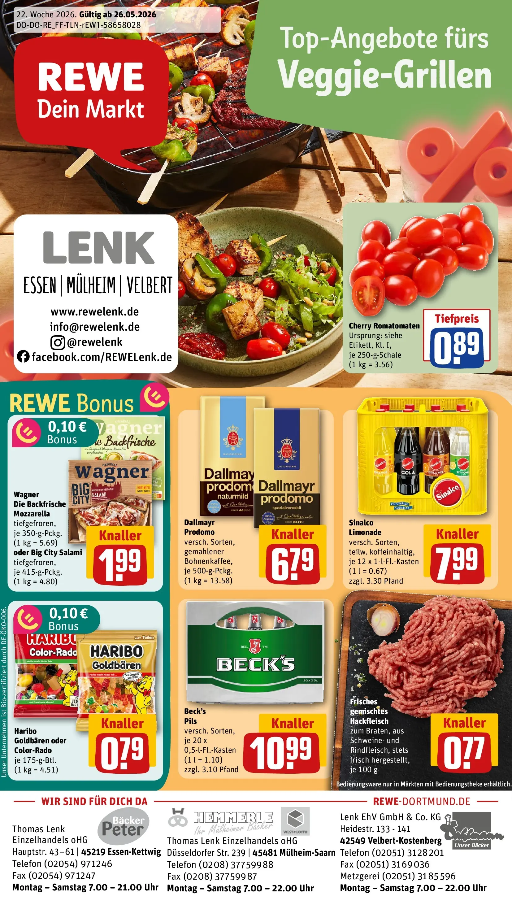 REWE Prospekt ab 26.05.2026 zum Blättern » Angebote | Seite: 1 | Produkte: Sinalco, Haribo, Pils, Dallmayr