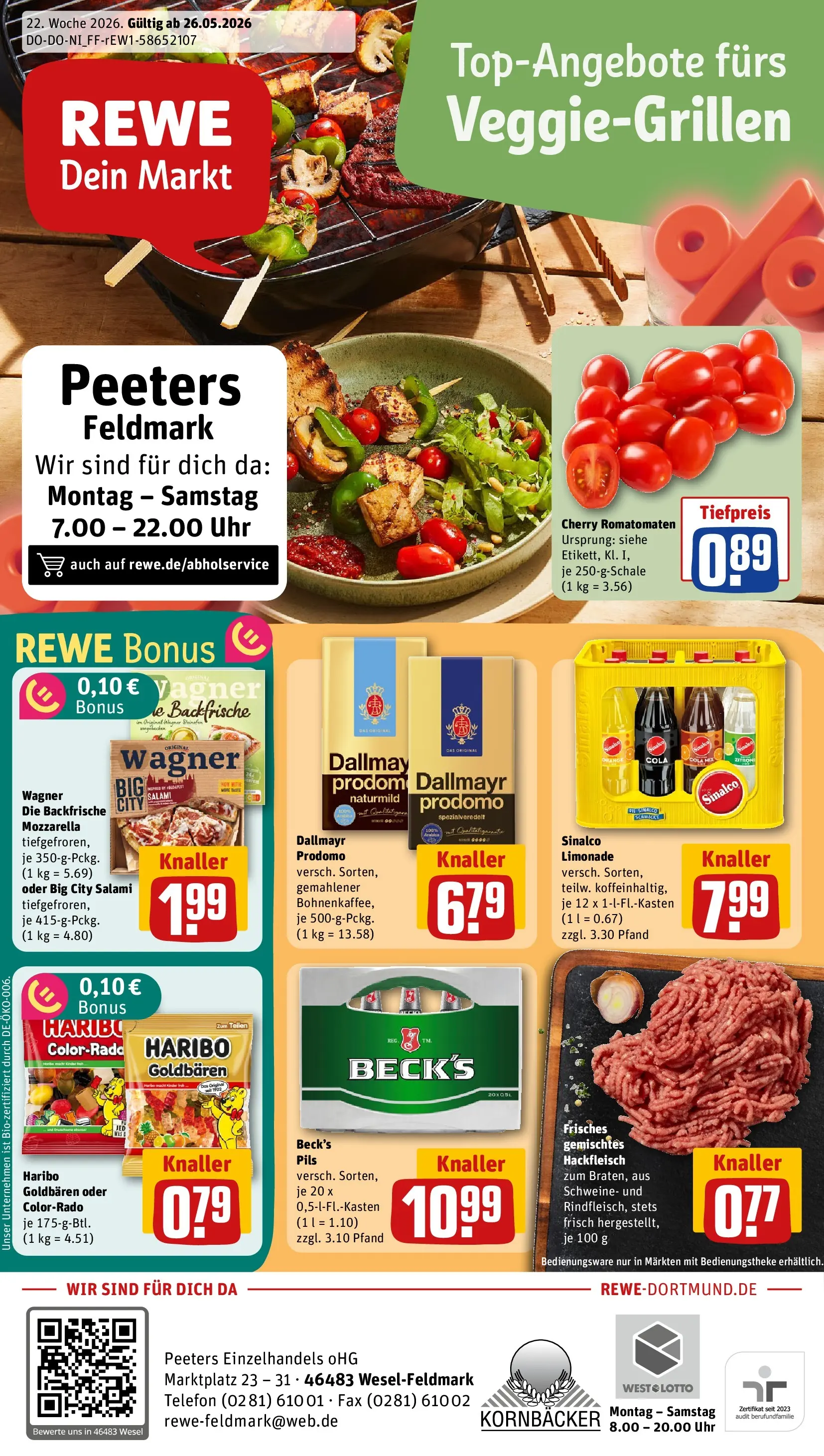 REWE Prospekt ab 26.05.2026 zum Blättern » Angebote | Seite: 1 | Produkte: Cola, Telefon, Uhr, Hackfleisch