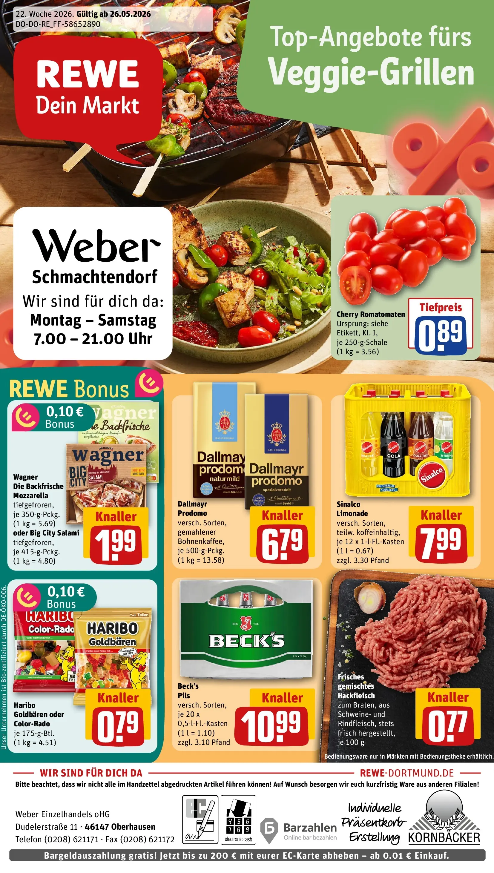REWE Prospekt ab 26.05.2026 zum Blättern » Angebote | Seite: 1 | Produkte: Haribo, Mozzarella, Pils, Limonade