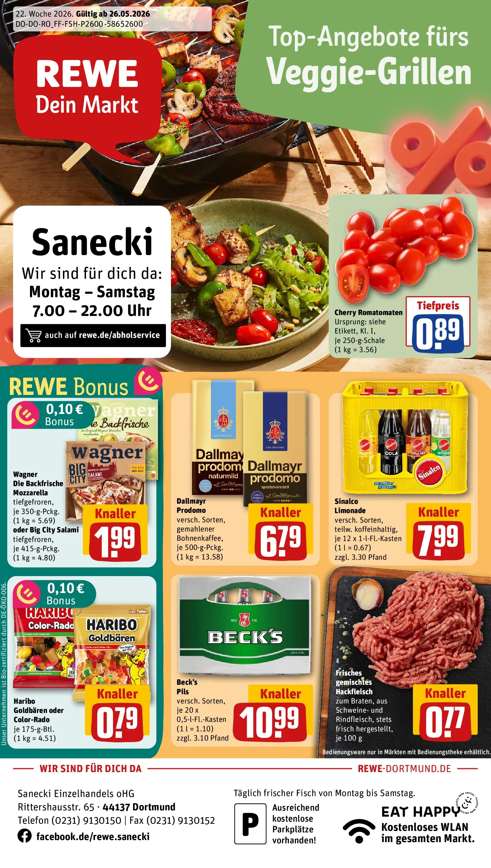REWE Prospekt ab 26.05.2026 zum Blättern » Angebote | Seite: 1 | Produkte: Cola, Dallmayr, Pizza, Telefon