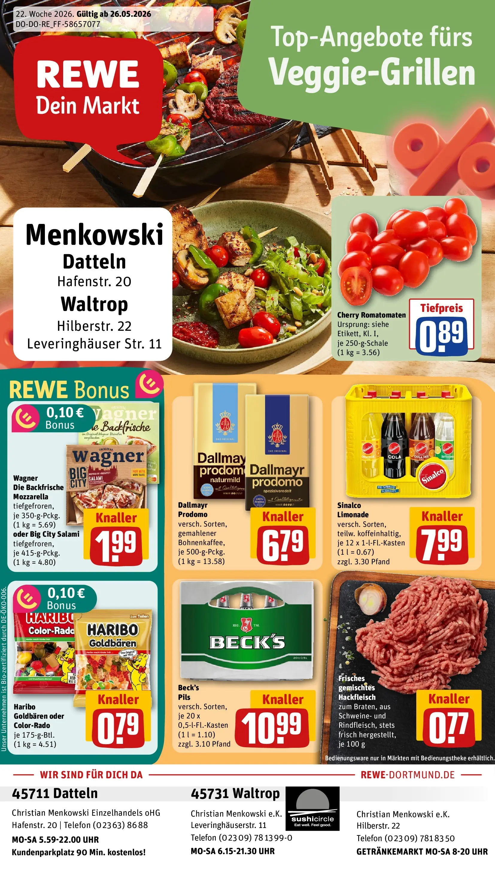 REWE Prospekt ab 26.05.2026 zum Blättern » Angebote | Seite: 1 | Produkte: Sinalco, Haribo, Salami, Uhr