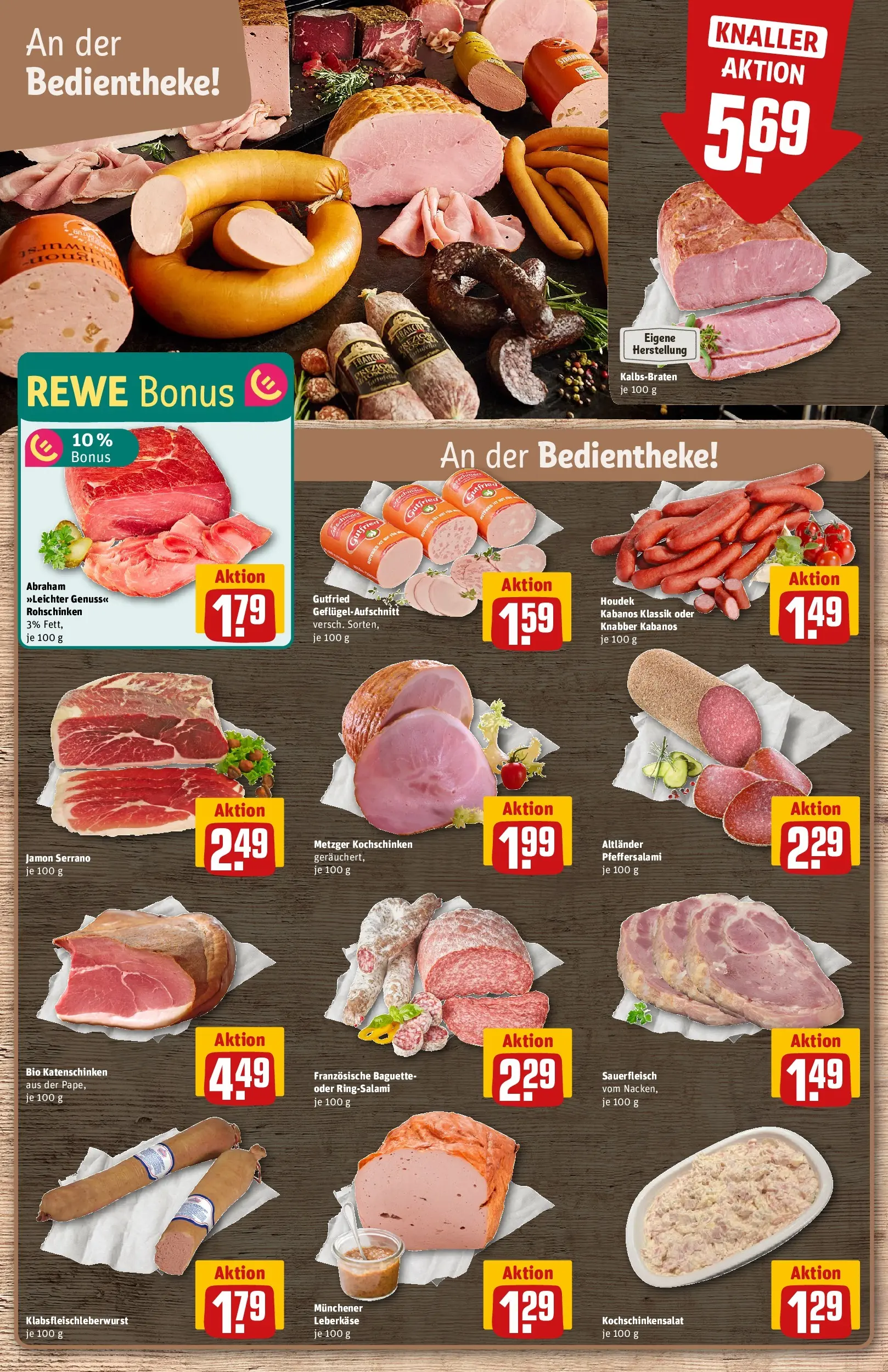 REWE Prospekt ab 26.05.2026 zum Blättern » Angebote | Seite: 10 | Produkte: Baguette, Salami, Leberkase