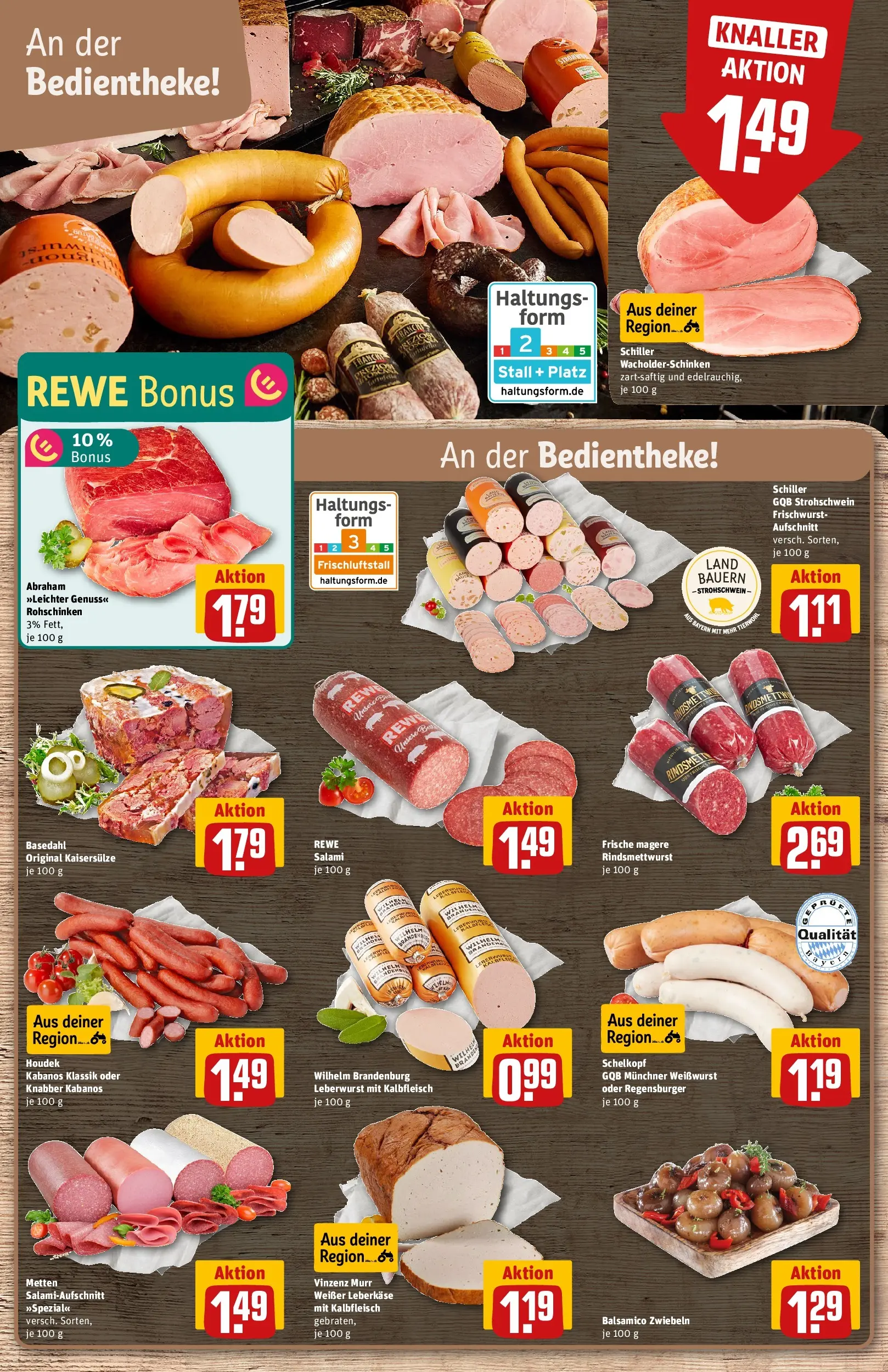 REWE Prospekt ab 26.05.2026 zum Blättern » Angebote | Seite: 10 | Produkte: Weißwurst, Zwiebeln, Salami, Leberkase