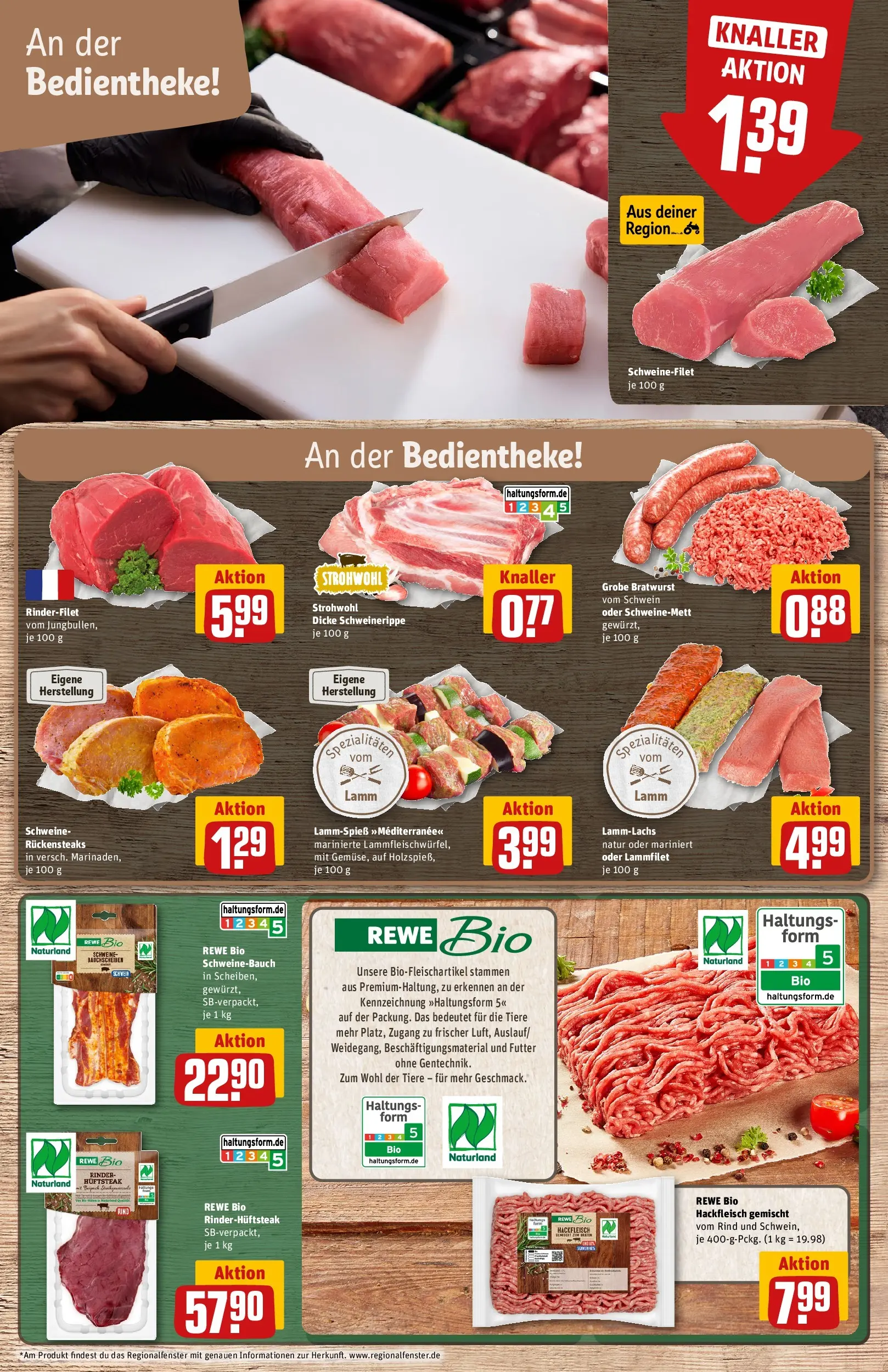 REWE Prospekt ab 26.05.2026 zum Blättern » Angebote | Seite: 8 | Produkte: Rinderfilet, Bratwurst, Schweinefilet, Hackfleisch