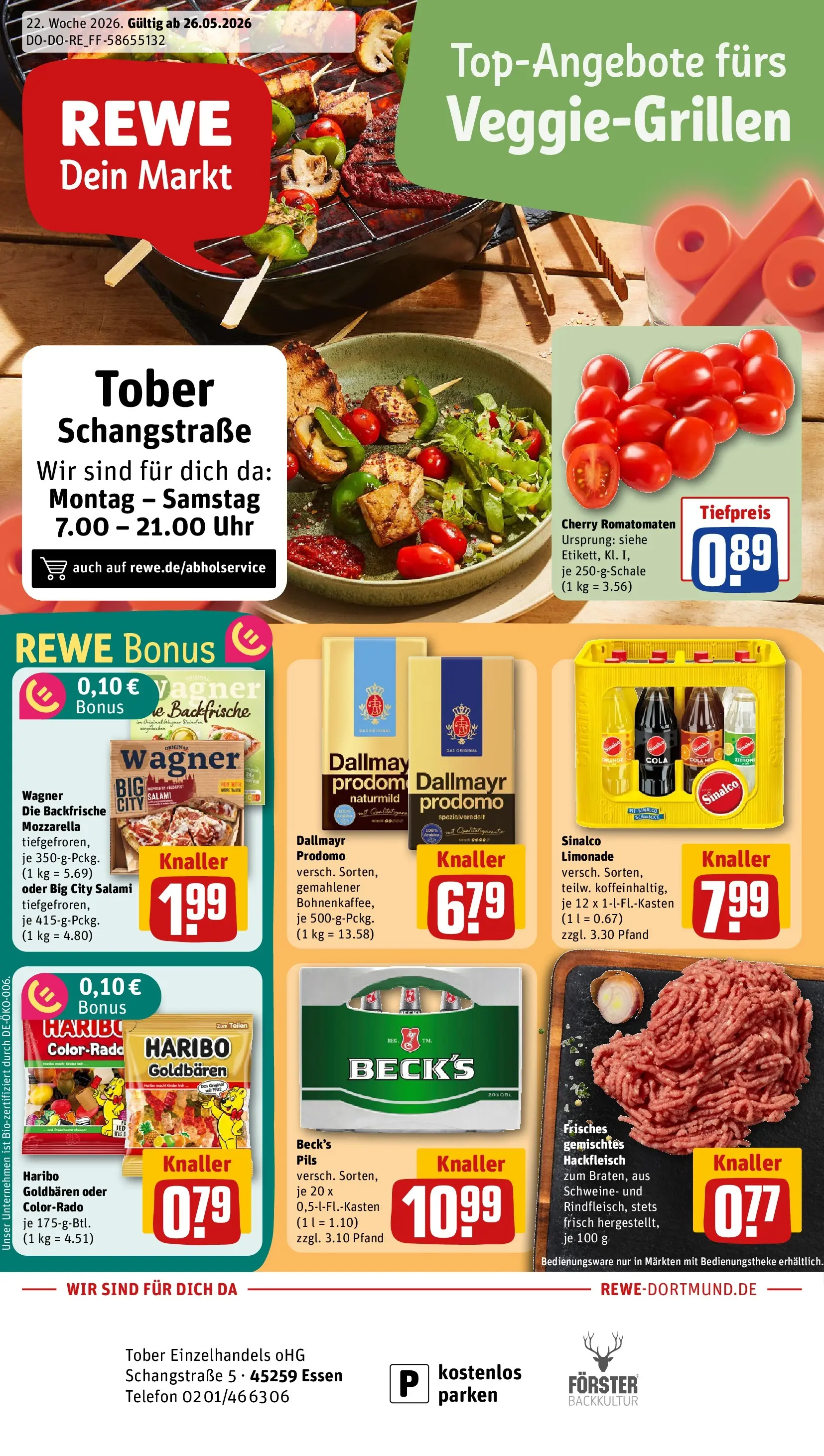 REWE Prospekt ab 26.05.2026 zum Blättern » Angebote | Seite: 1 | Produkte: Cola, Pils, Pizza, Hackfleisch