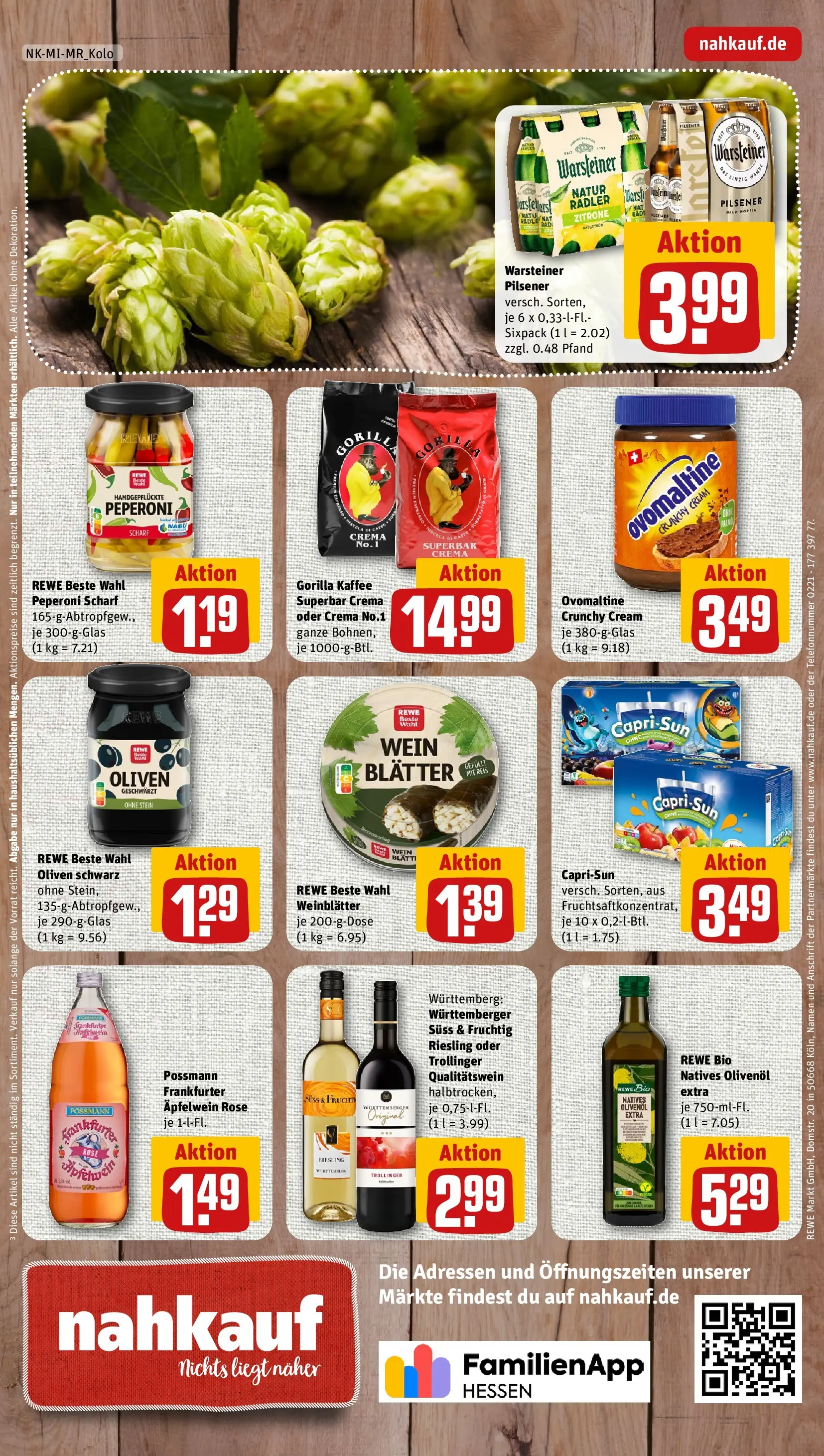 REWE Prospekt ab 26.05.2026 zum Blättern » Angebote | Seite: 8 | Produkte: Olivenol, Apple, Warsteiner, Wein