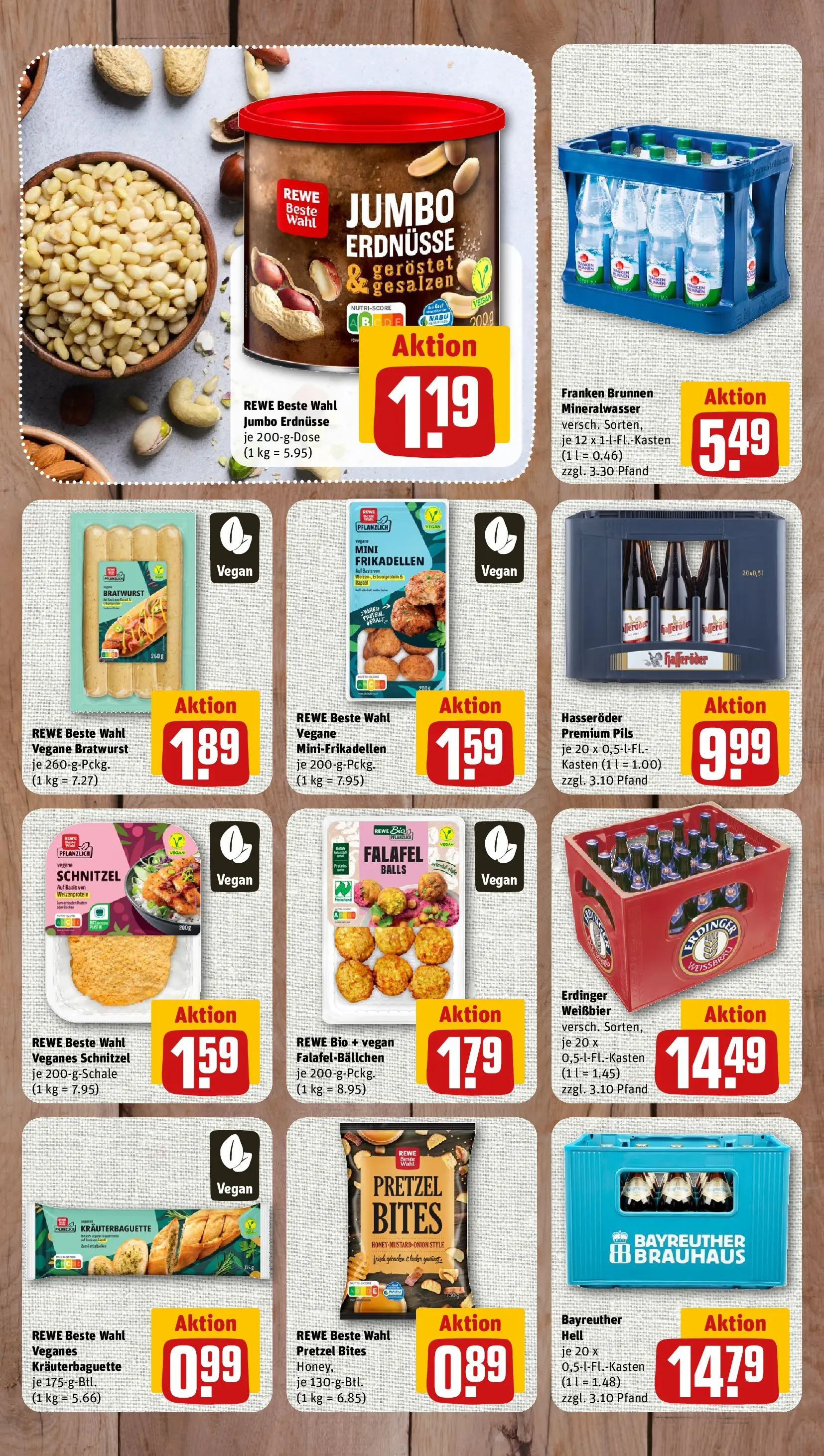 REWE Prospekt ab 26.05.2026 zum Blättern » Angebote | Seite: 7 | Produkte: Erdnüsse, Erdinger, Weißbier, Bratwurst