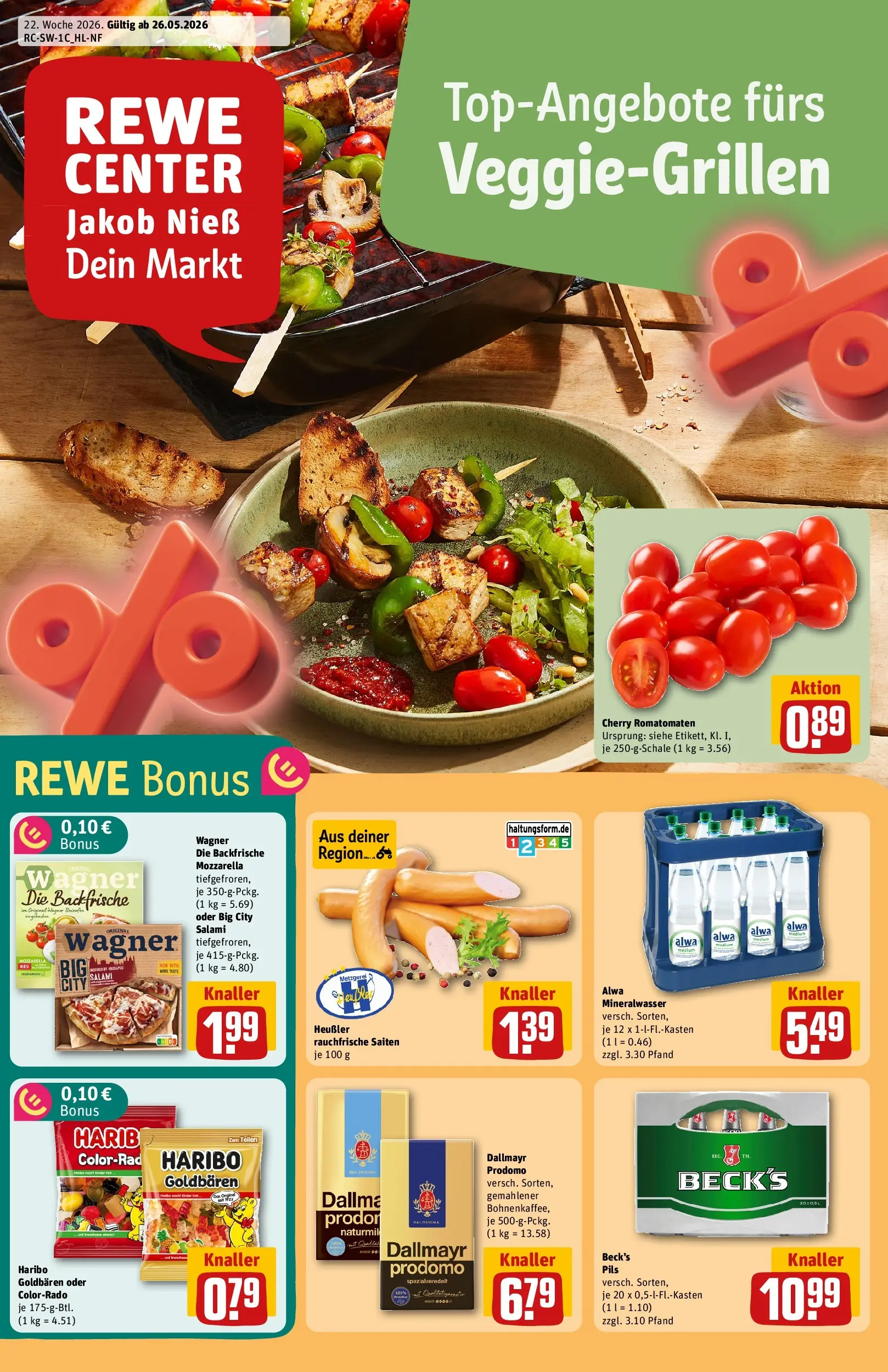 REWE Prospekt ab 26.05.2026 zum Blättern » Angebote | Seite: 1 | Produkte: Haribo, Dallmayr, Salami, Pizza