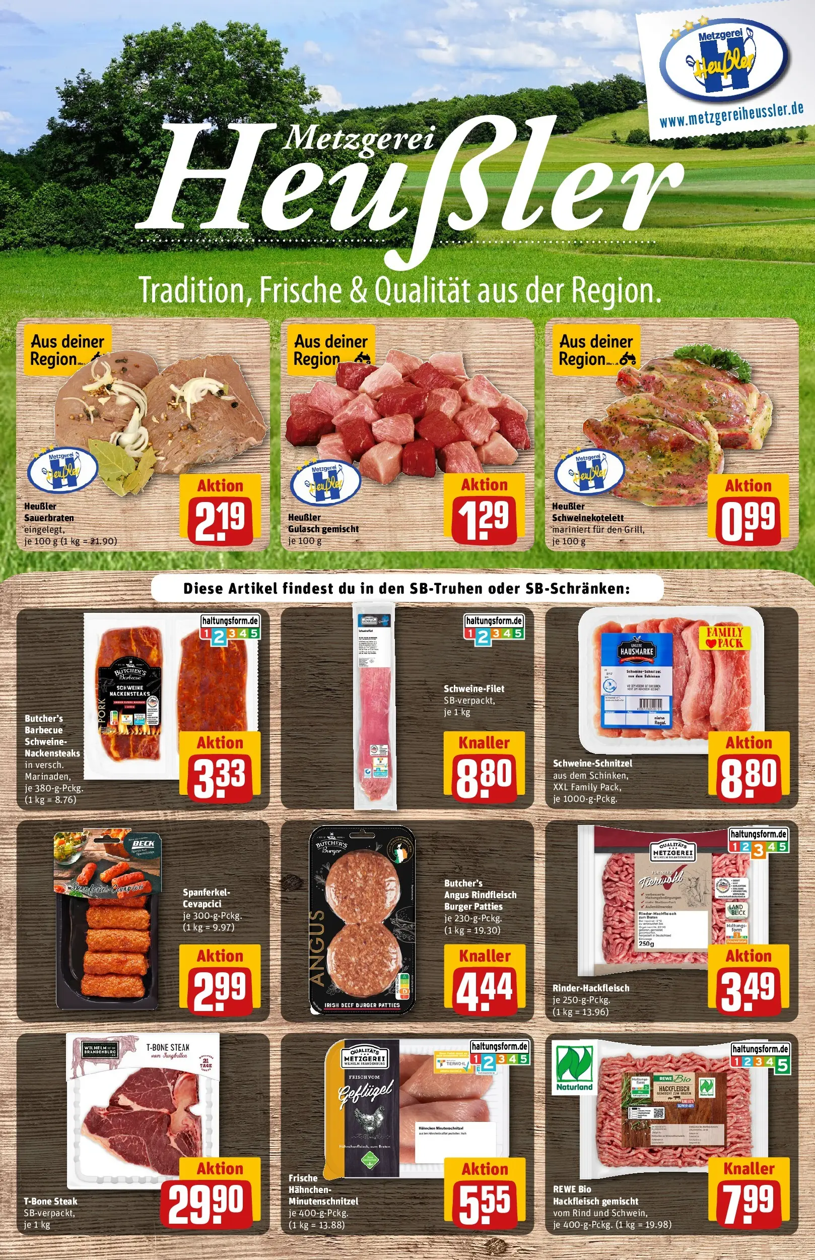 REWE Prospekt ab 26.05.2026 zum Blättern » Angebote | Seite: 9 | Produkte: Nackensteaks, Cevapcici, Gulasch, Steak