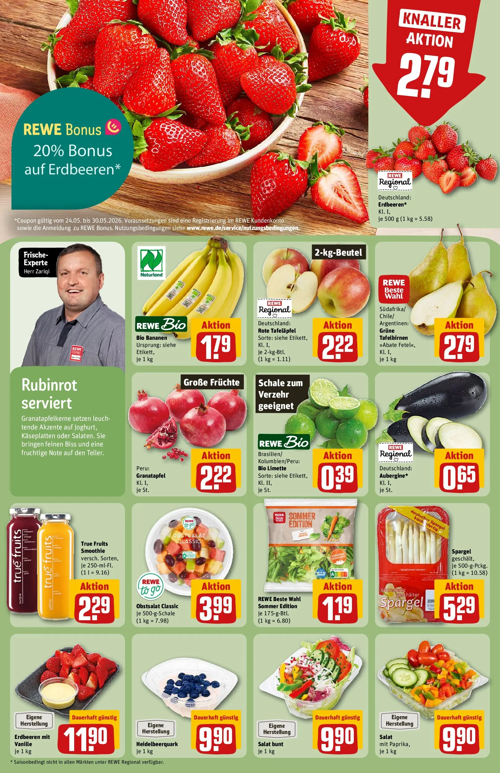 REWE Prospekt ab 26.05.2026 zum Blättern » Angebote | Seite: 6 | Produkte: Bananen, Limette, Erdbeeren, Salat