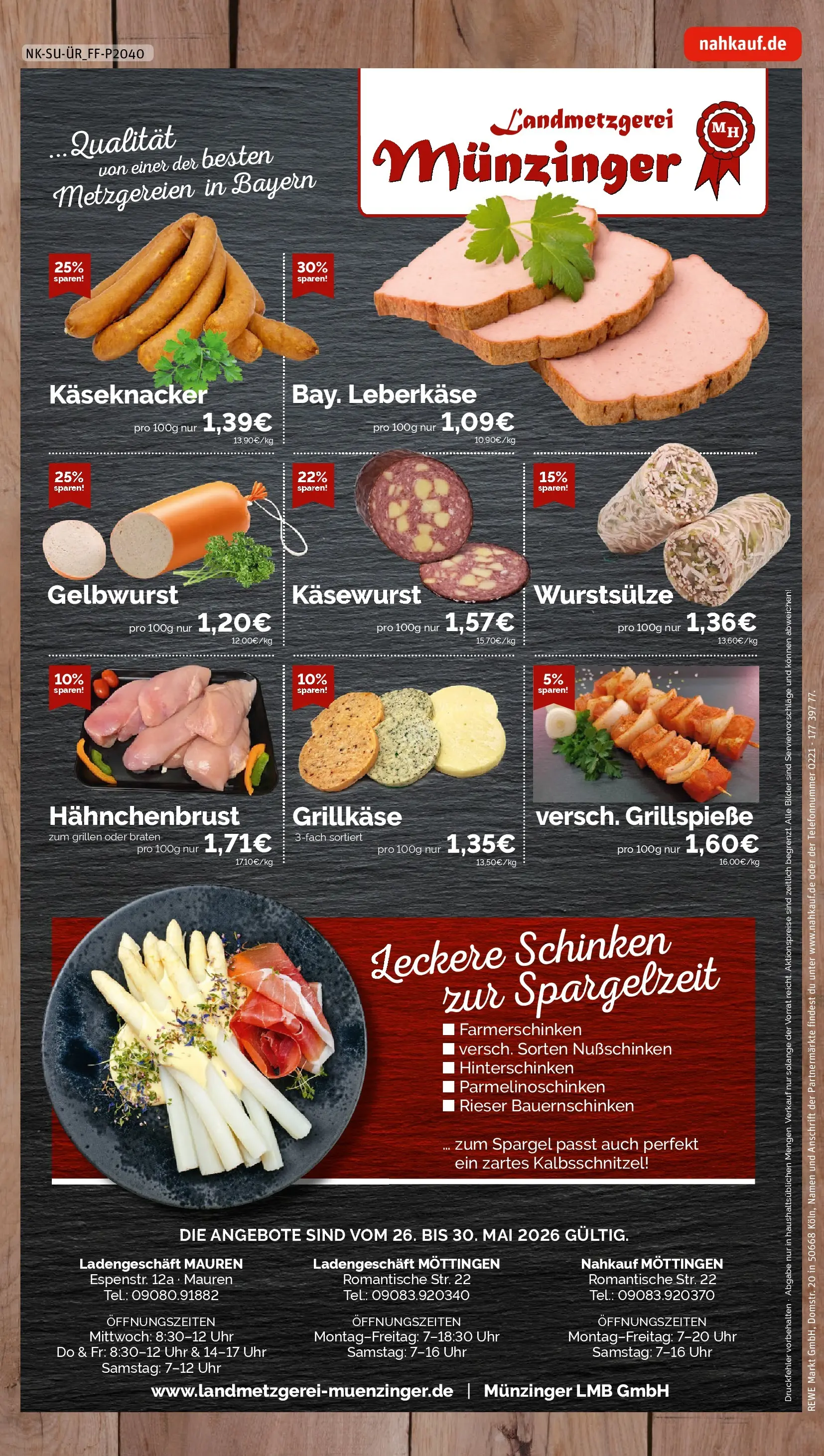 REWE Prospekt ab 26.05.2026 zum Blättern » Angebote | Seite: 8 | Produkte: Grill, Spargel, Hahnchenbrust, Leberkase