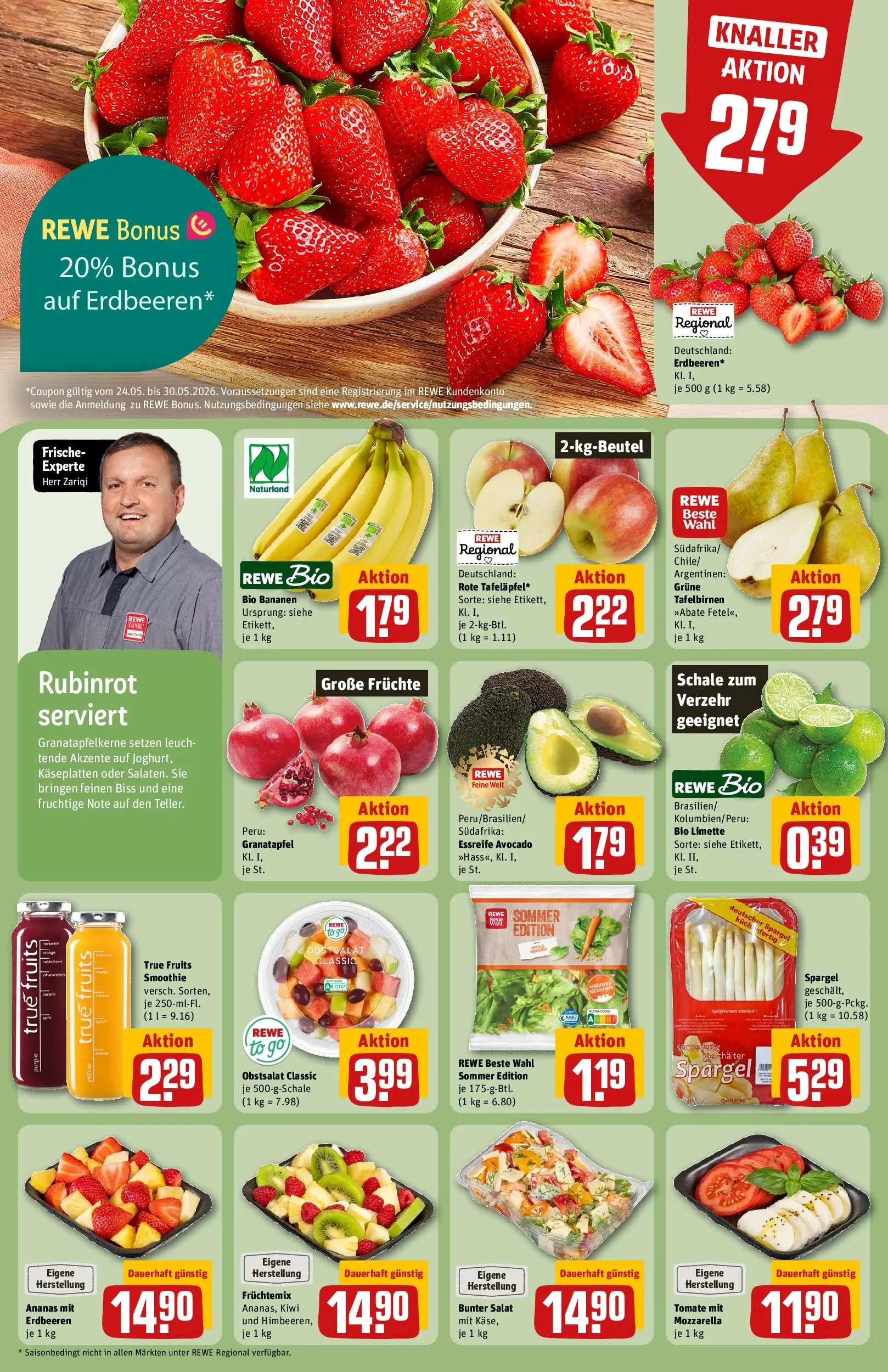 REWE Prospekt ab 26.05.2026 zum Blättern » Angebote | Seite: 6 | Produkte: Granatapfel, Mozzarella, Limette, Salat