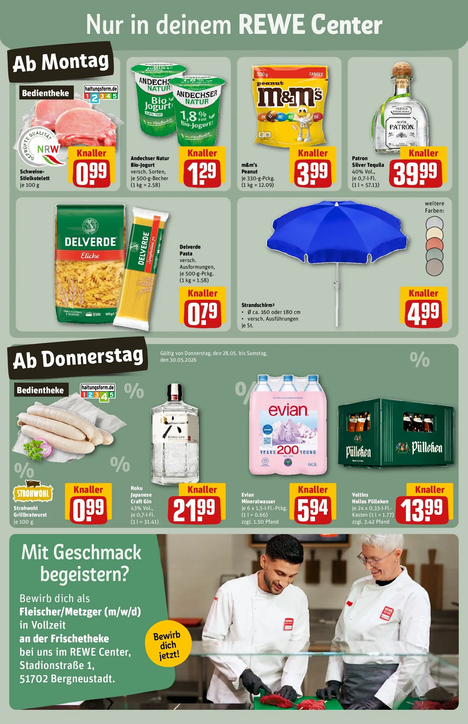 REWE Prospekt ab 26.05.2026 zum Blättern » Angebote | Seite: 3 | Produkte: Helles pulleken, M&M's, Mineralwasser, Gin