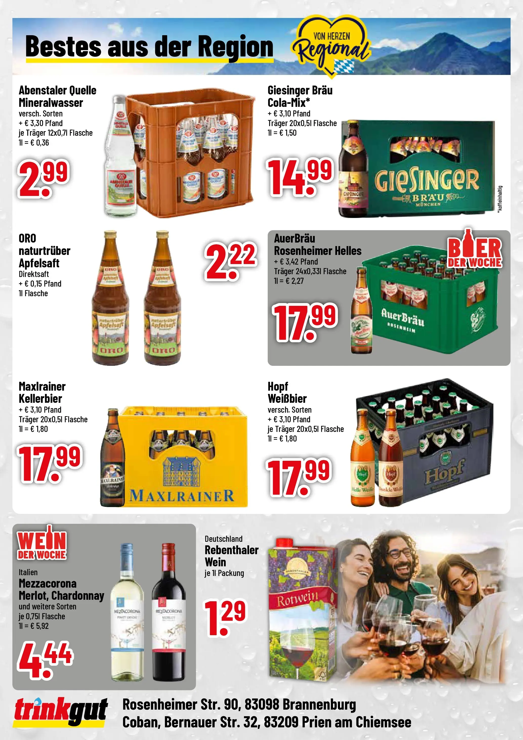 Trinkgut Prospekt Brannenburg (ab 26.05.2026) » Angebote online | Seite: 4 | Produkte: Weißbier, Rotwein, Mineralwasser, Wein