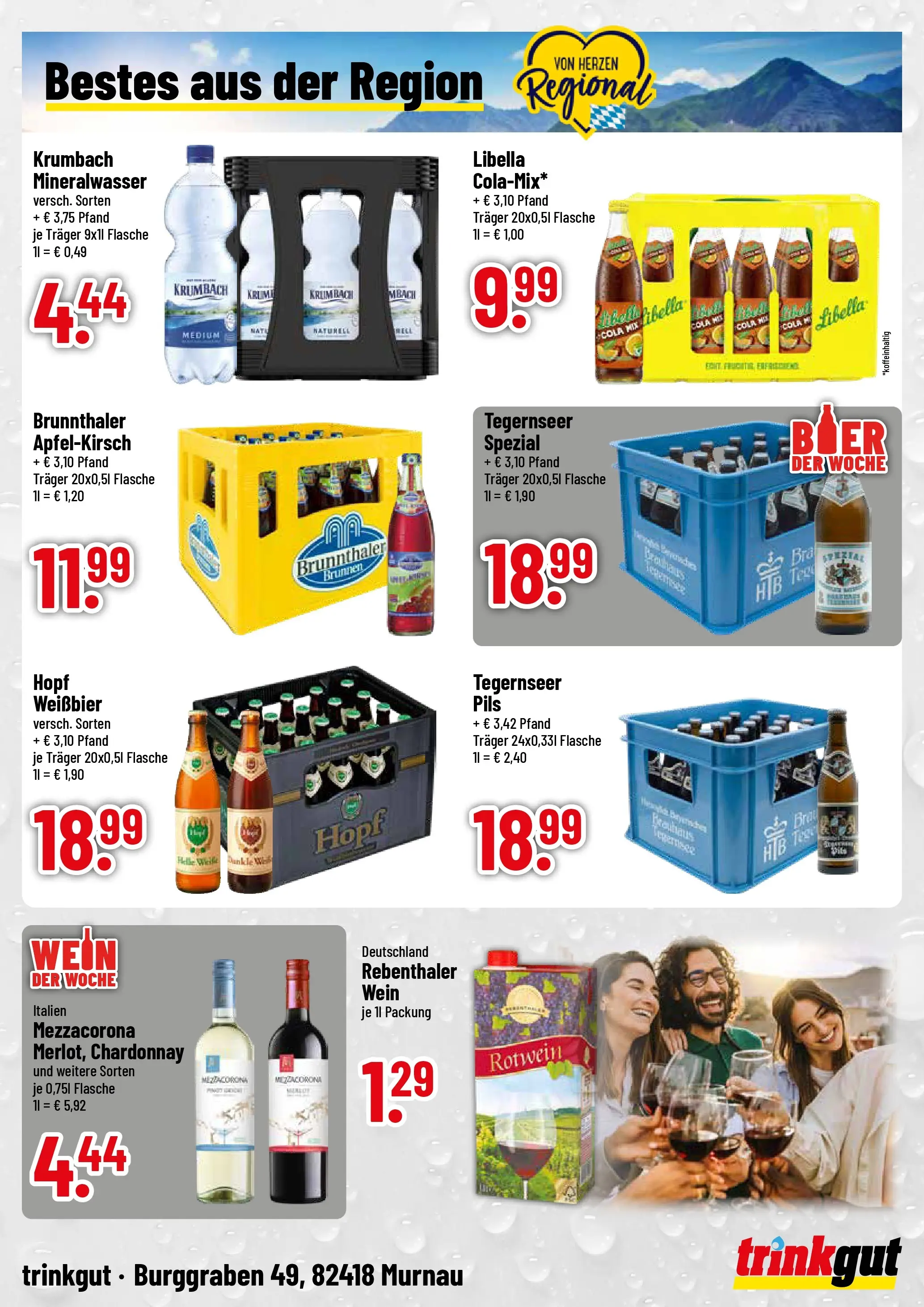 Trinkgut Prospekt Murnau (ab 26.05.2026) » Angebote online | Seite: 4 | Produkte: Cola, Weißbier, Rotwein, Pils