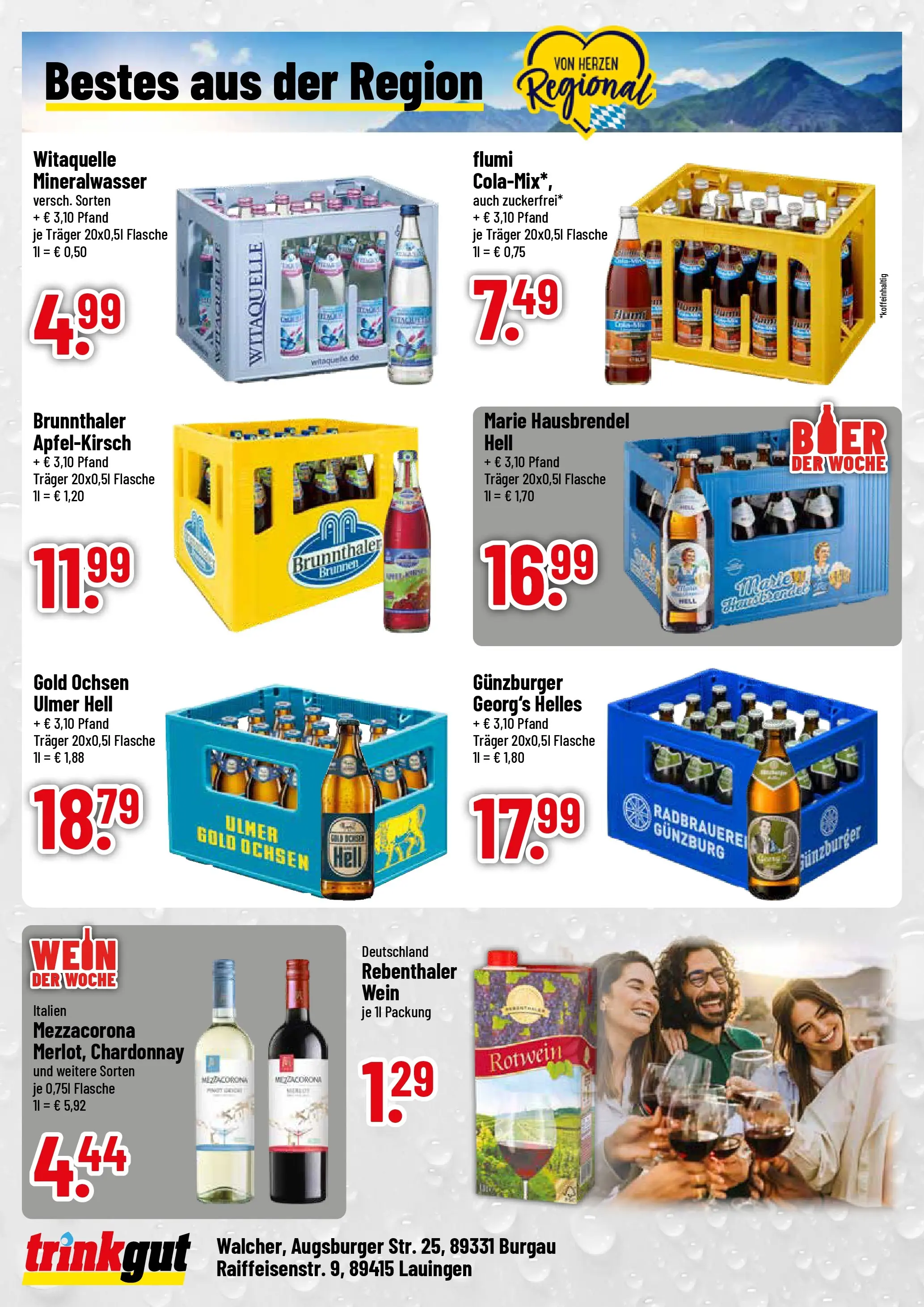 Trinkgut Prospekt Burgau (ab 26.05.2026) » Angebote online | Seite: 4 | Produkte: Rotwein, Mineralwasser, Wein