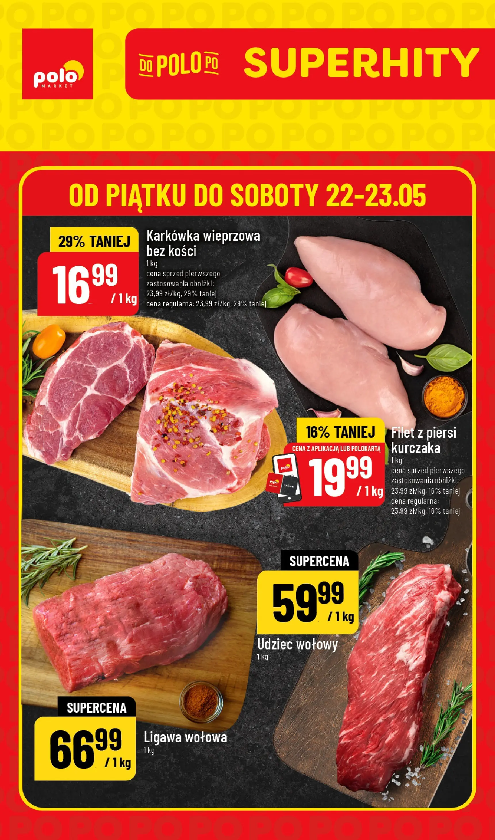 Nowa POLOmarket gazetka od jutra 22.05.2026 | Strona: 1 | Produkty: Karkówka, Piersi, Karkówka wieprzowa