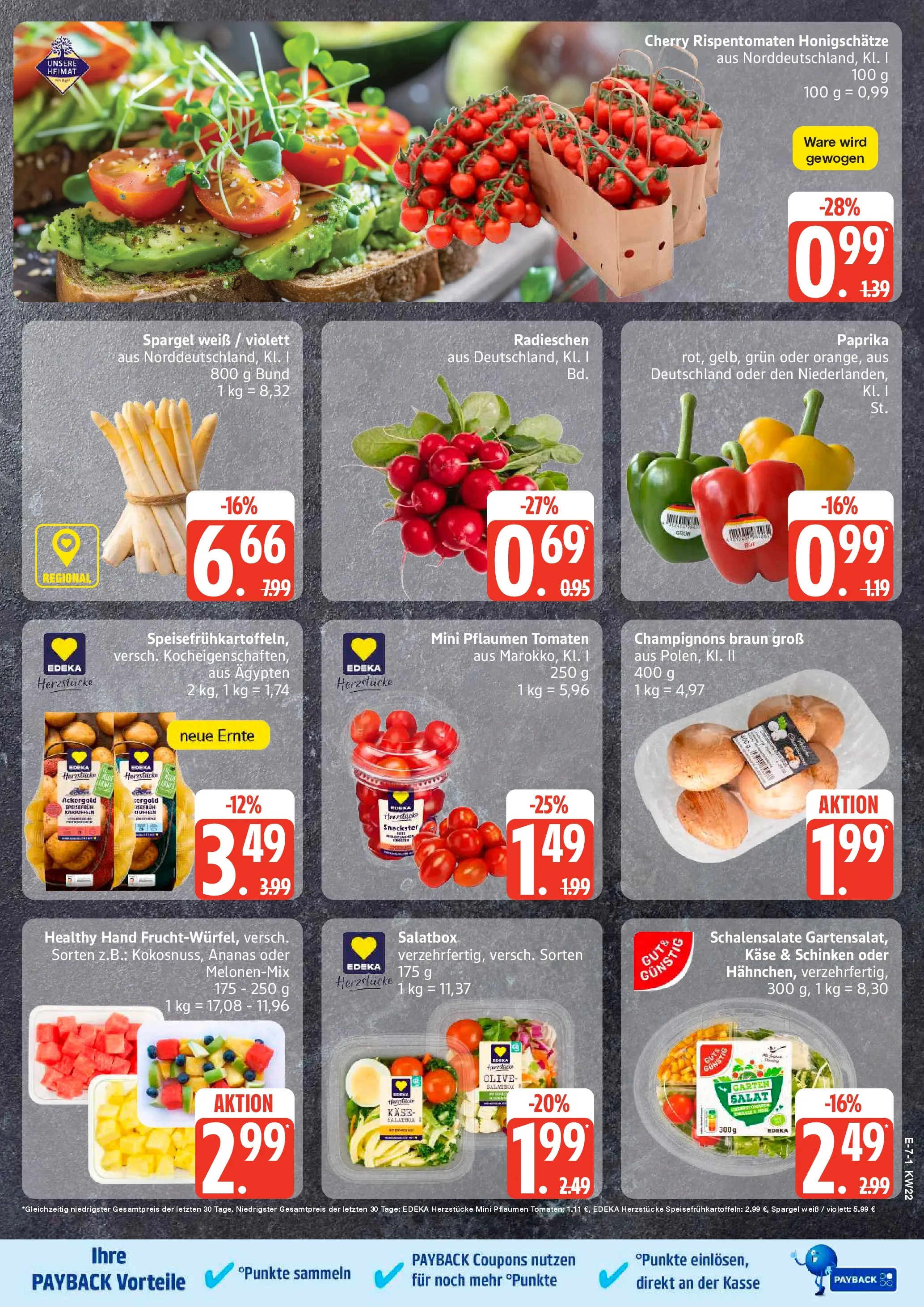 Edeka prospekt Großenwiehe (ab 26.05.2026) » Angebote Online | Seite: 8 | Produkte: Pflaumen, Spargel, Kartoffeln, Paprika