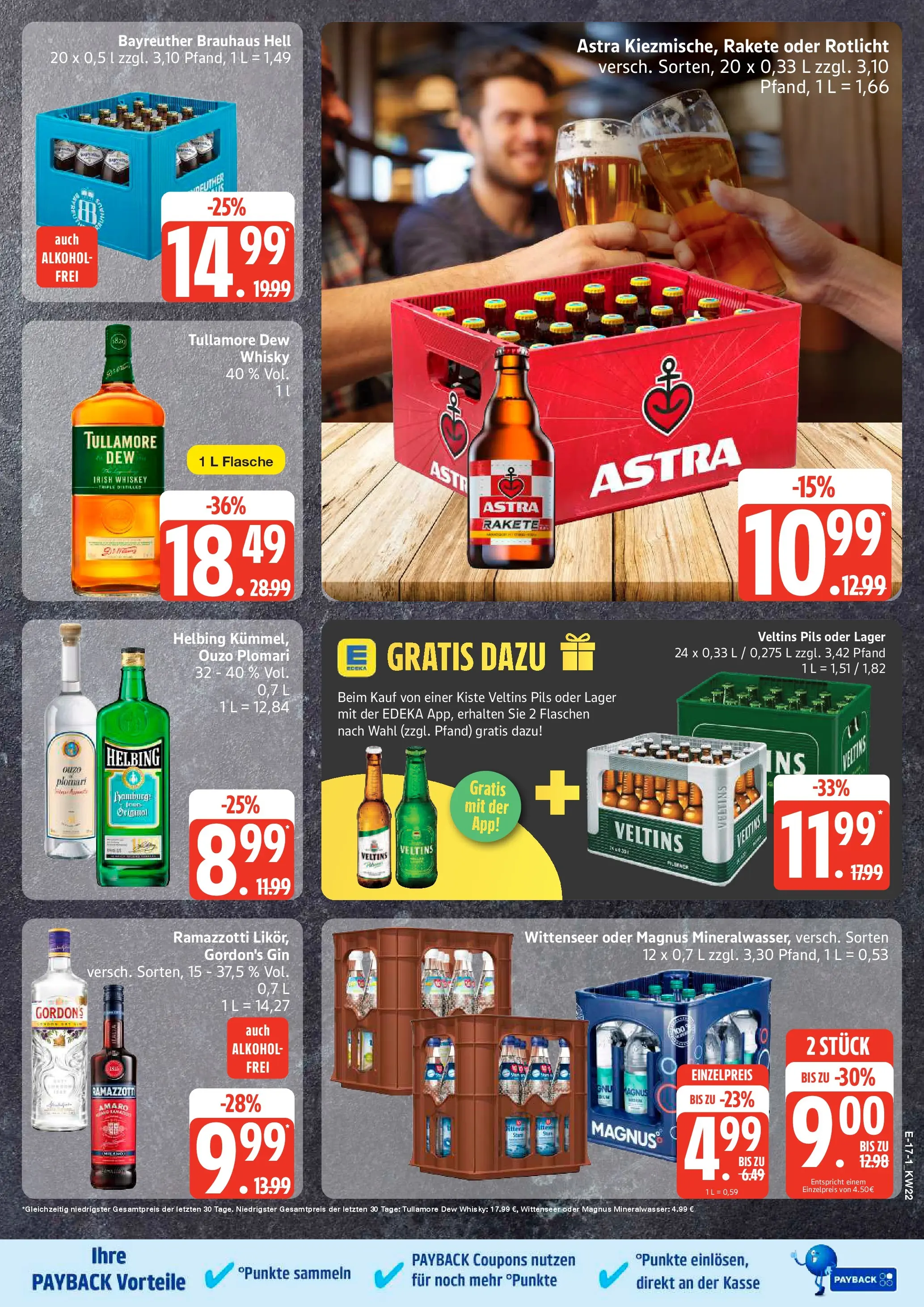 Edeka prospekt Großenwiehe (ab 26.05.2026) » Angebote Online | Seite: 22 | Produkte: Ouzo, Astra, Gin, Veltins
