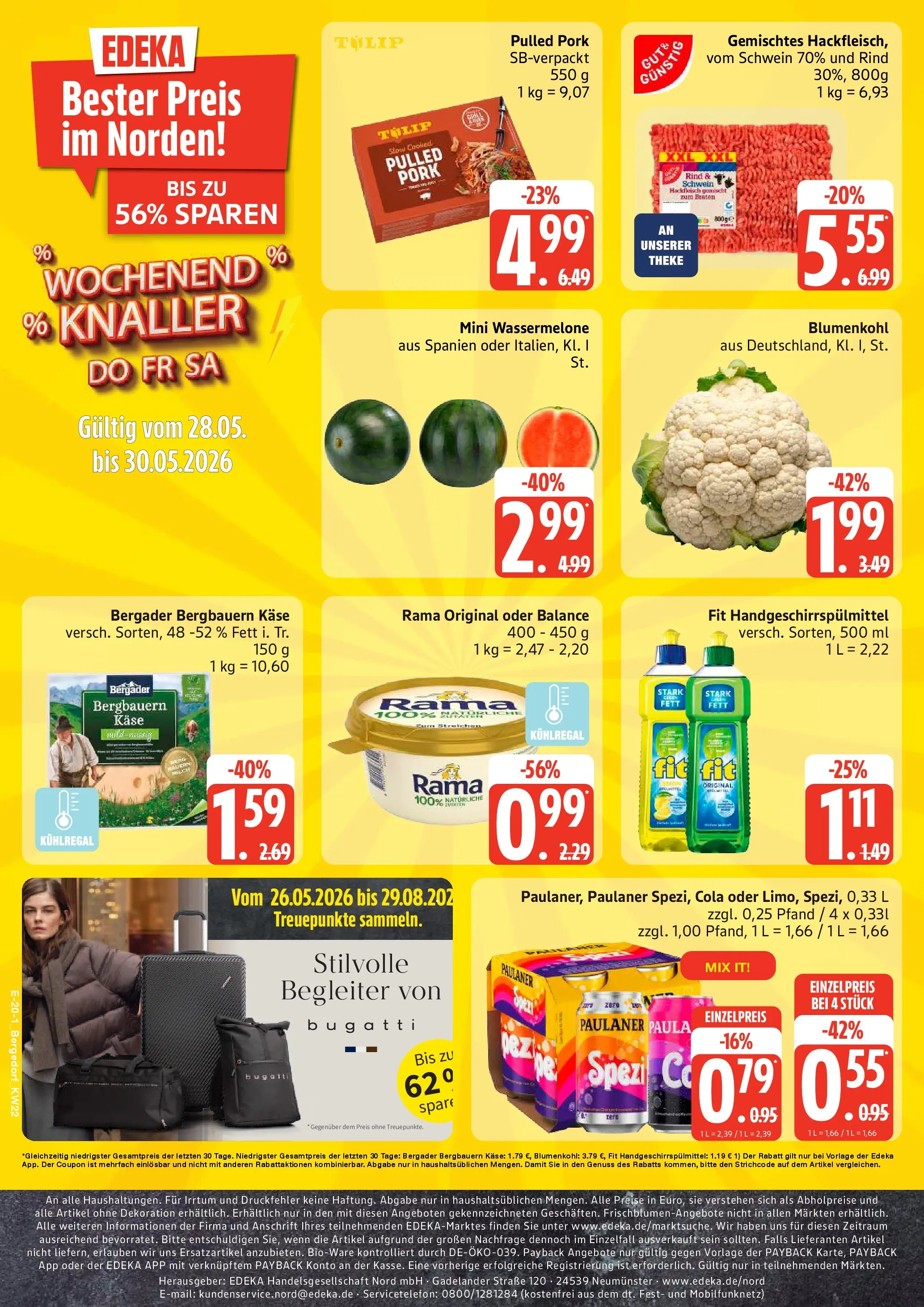 Edeka prospekt Hamburg (ab 26.05.2026) » Angebote Online | Seite: 26 | Produkte: Margarine, Blumenkohl, Paulaner, Hackfleisch