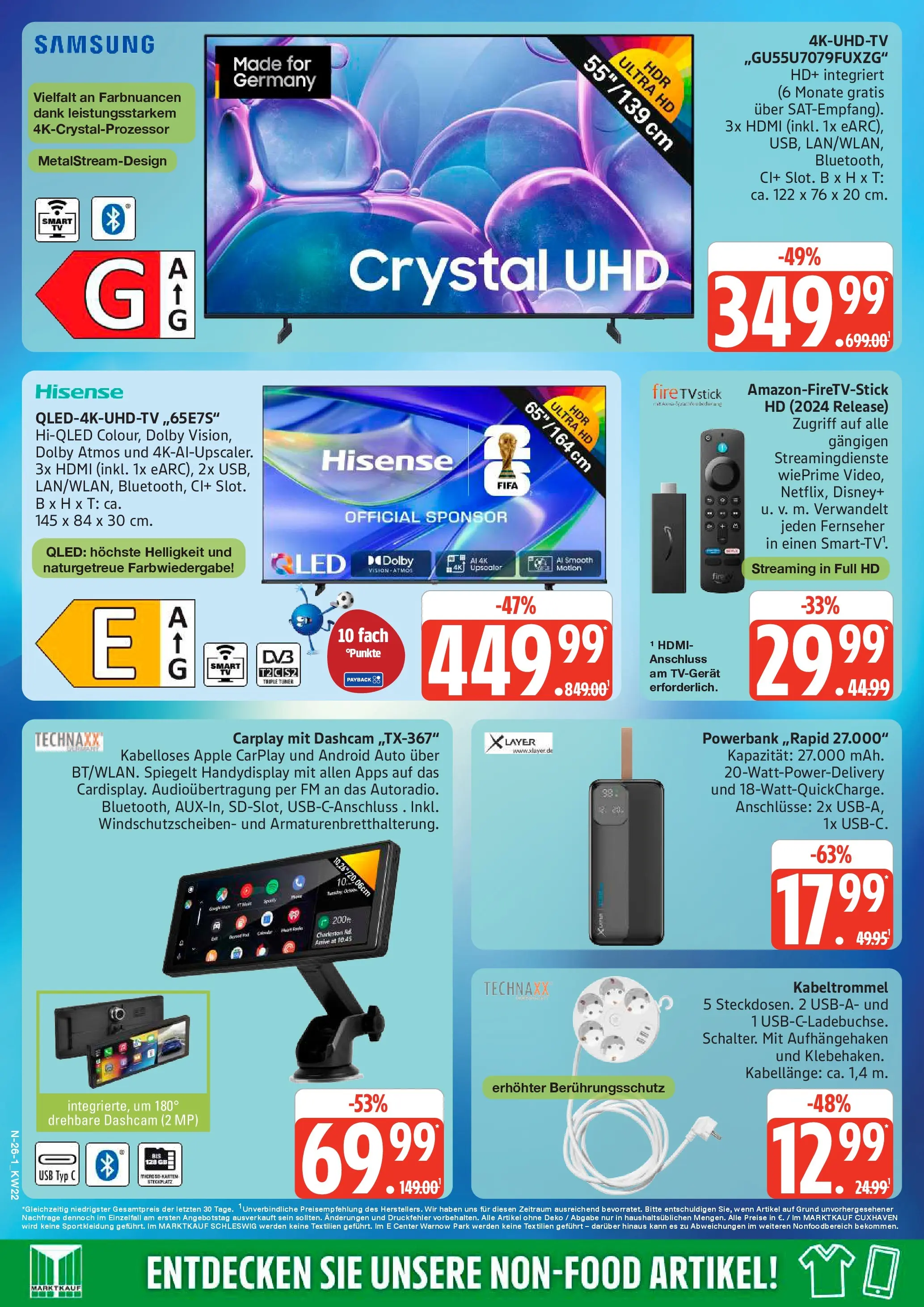 Marktkauf Prospekt Neuenkirchen (ab 25.05.2026) » Angebote online | Seite: 26 | Produkte: USB, Samsung, Powerbank, Fernseher